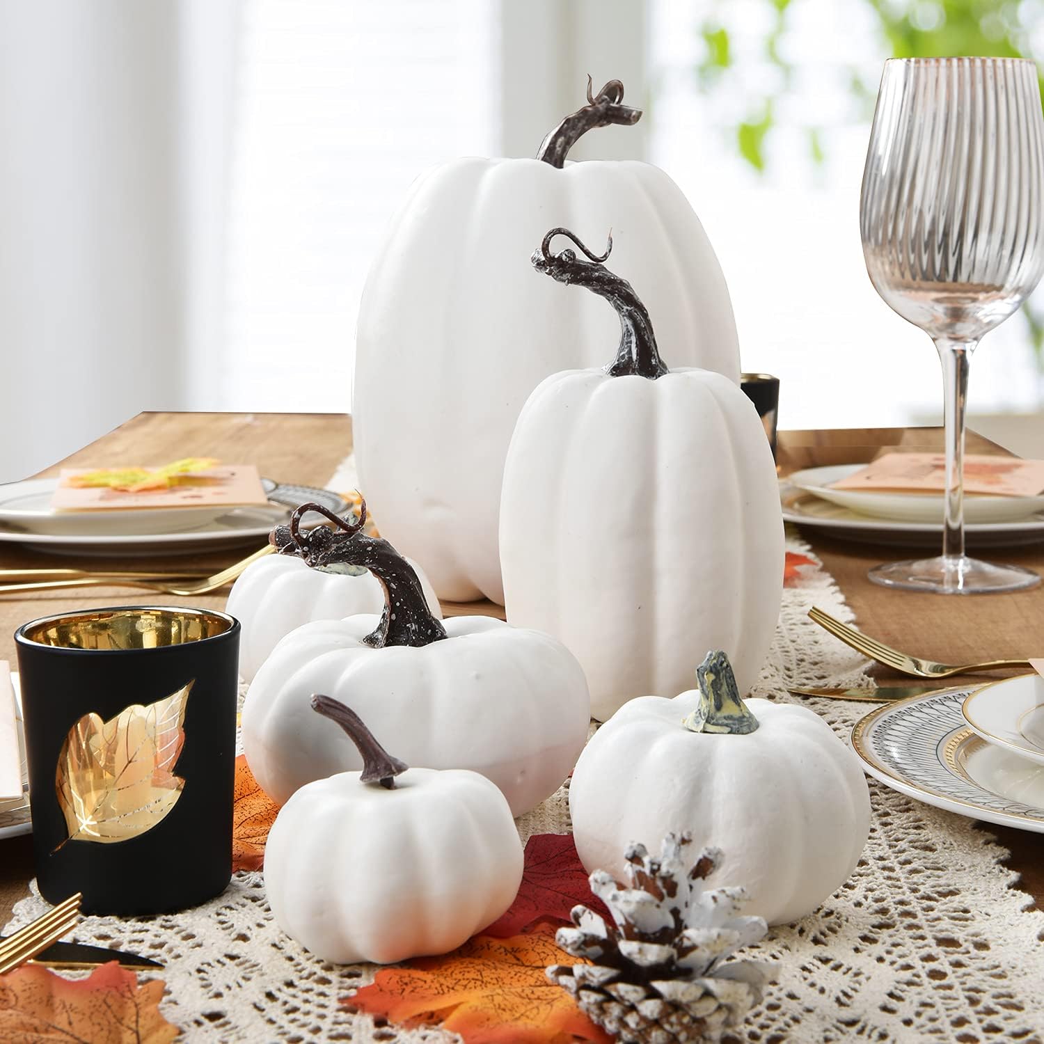 DearHouse 63Pcs Artificial Fall Pumpkins Decoration Set
