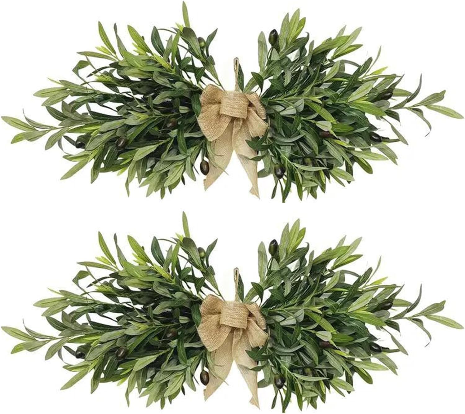Artificial Olive Wreath 24 Inch 2 Pcs Swag for Wall