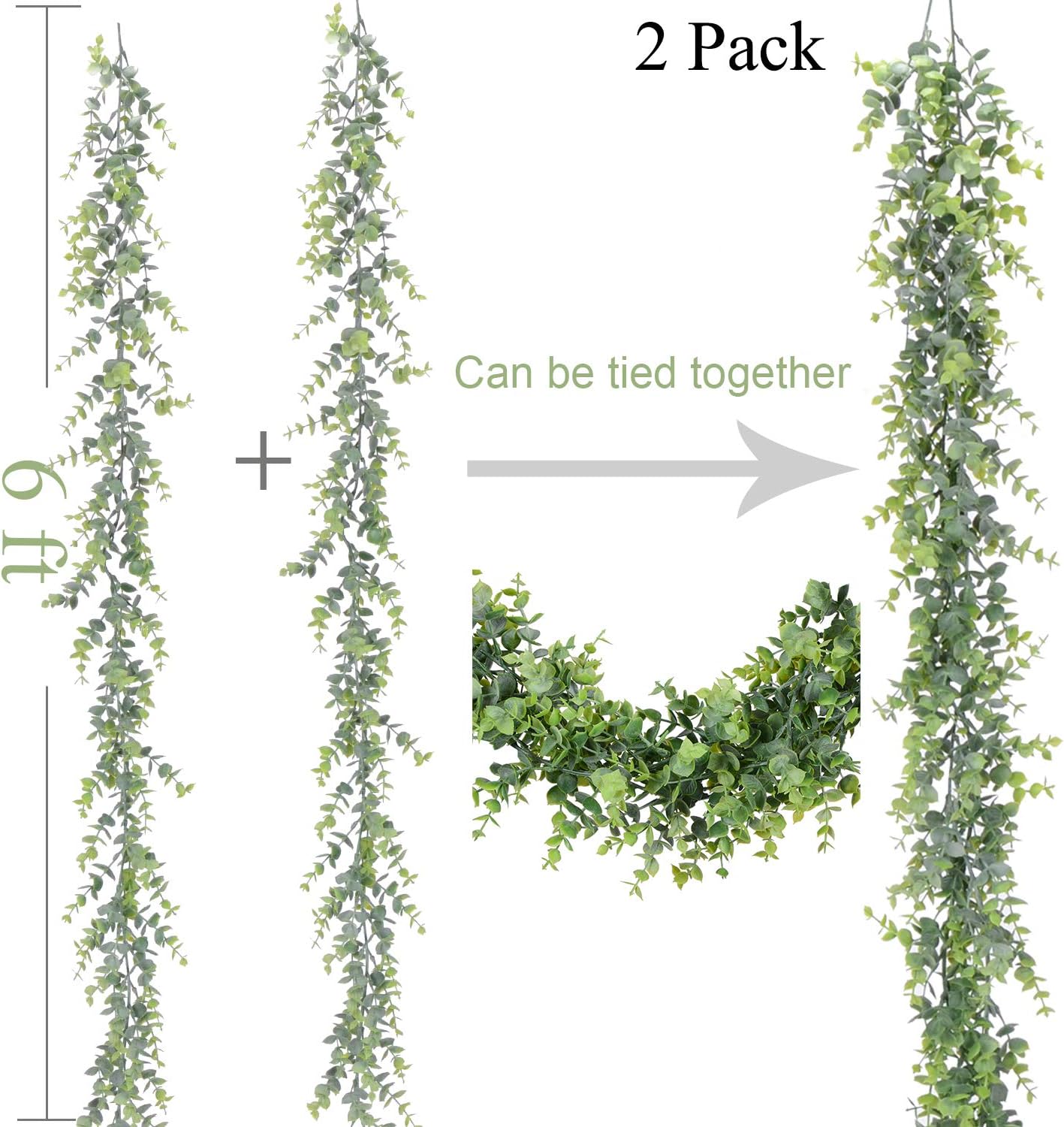 Artificial Vines Faux Eucalyptus Garland 2 Pack