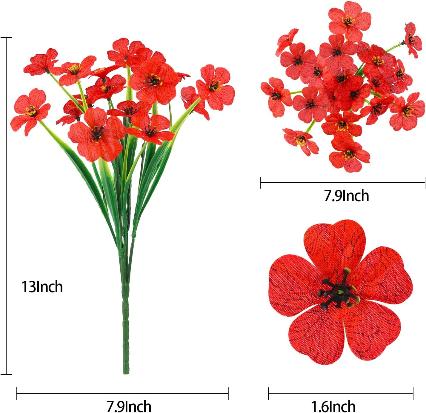 MACTING Artificial Flowers 6 Bundles UV Resistant Outdoor Decor