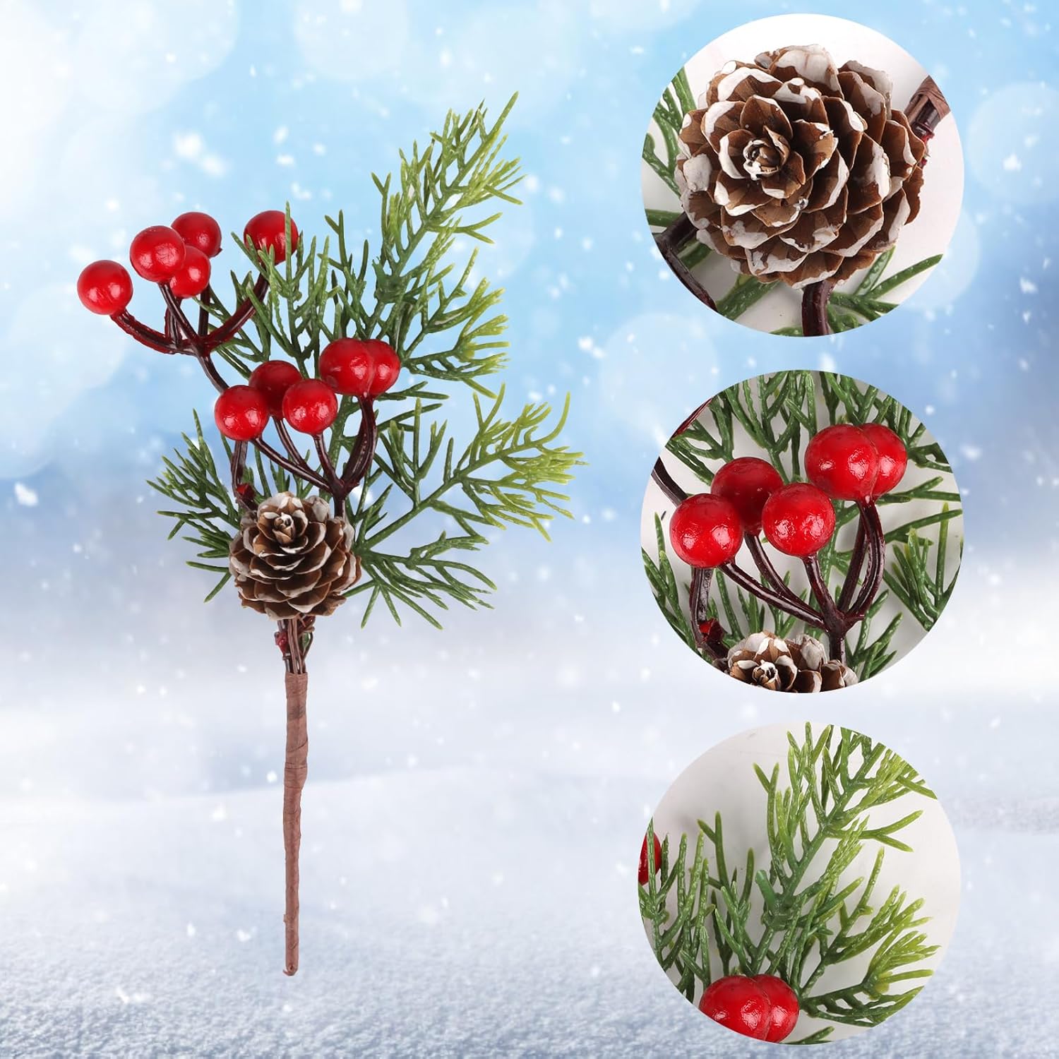 20 Pcs Artificial Christmas Tree Picks with 20 Styles