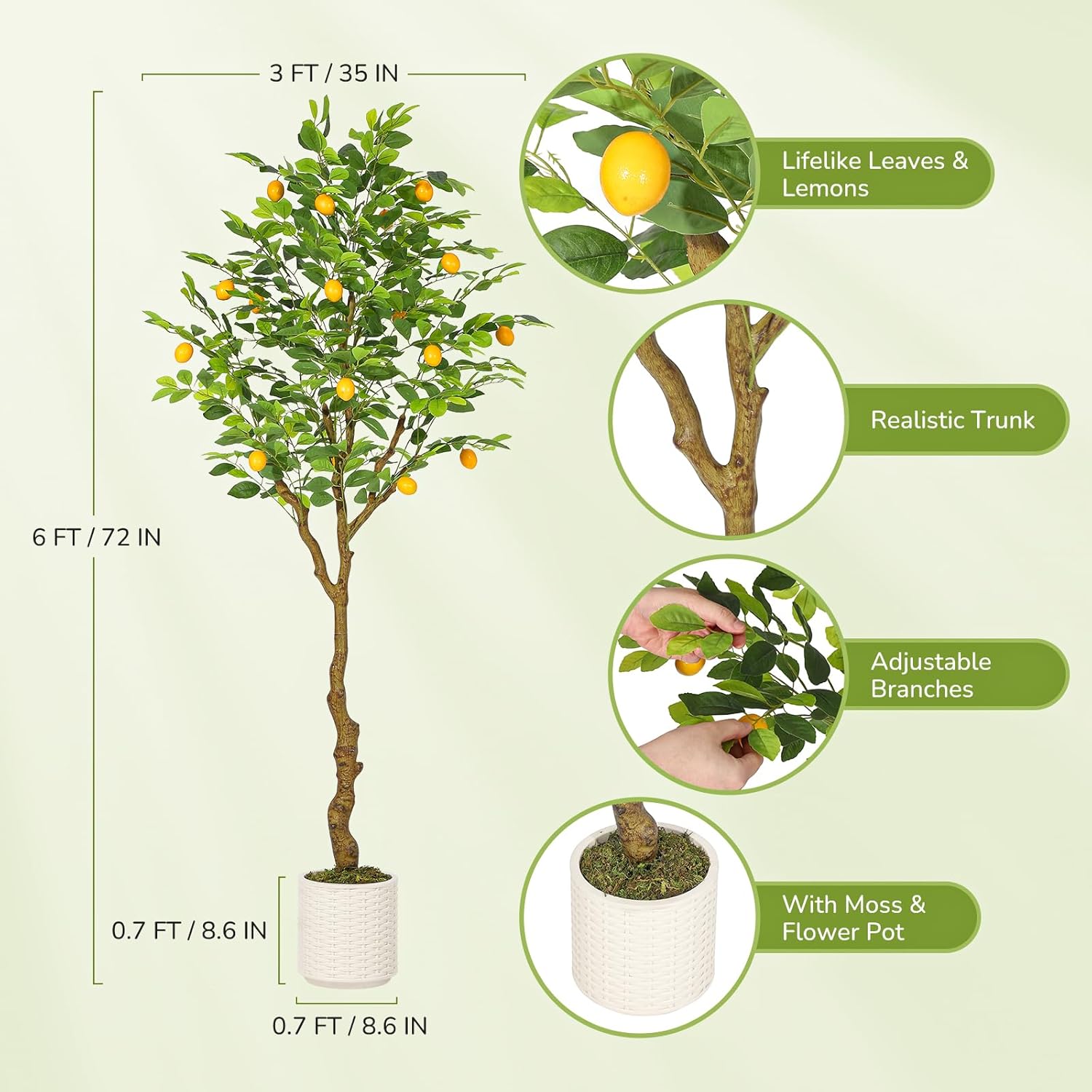 GarveeHome Artificial Lemon Tree with 100 LED Lights