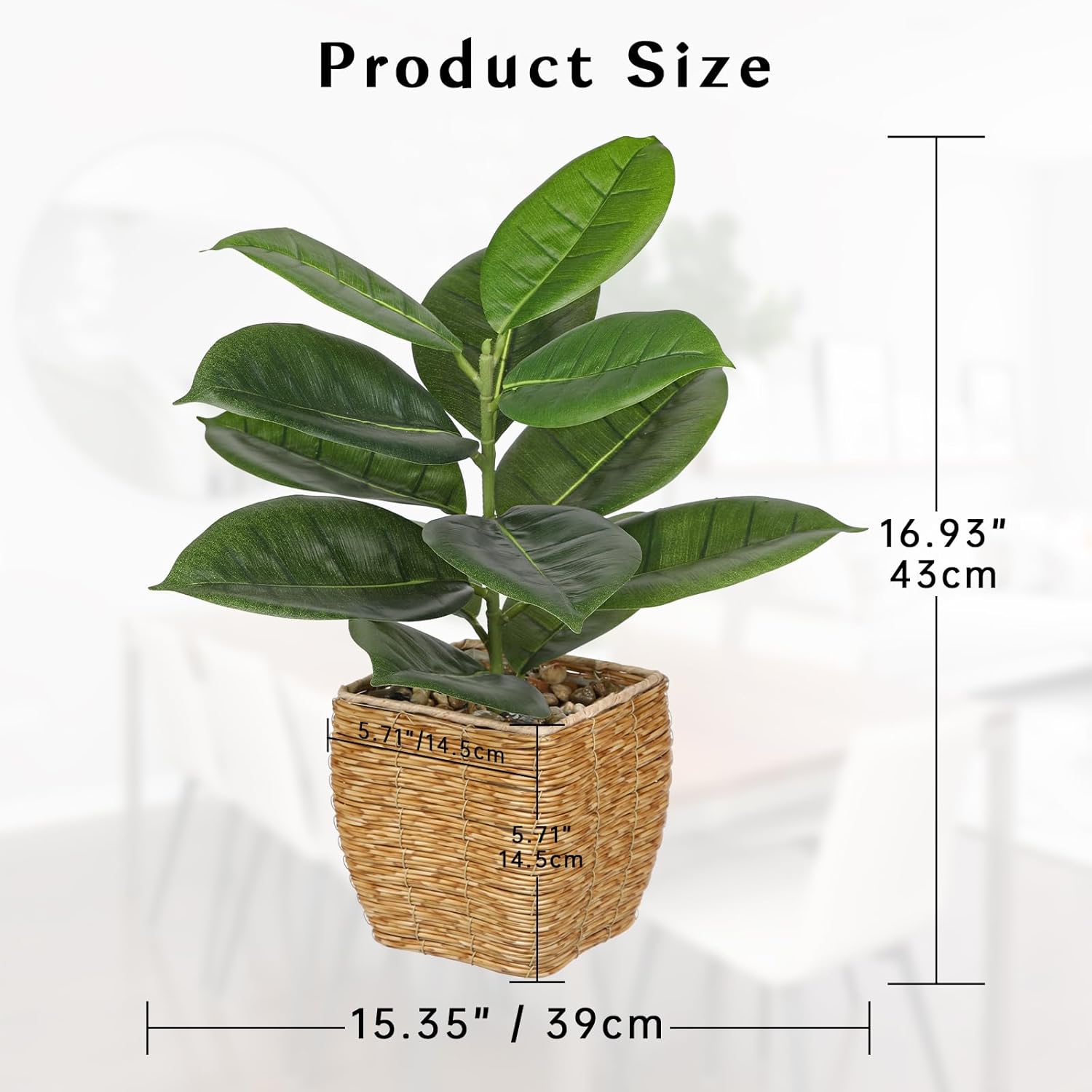 Briful Artificial Oak Plant in Rattan Basket