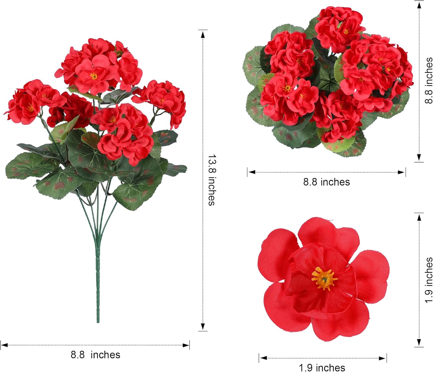 HyeFlora Artificial Geraniums for Outdoor Decoration
