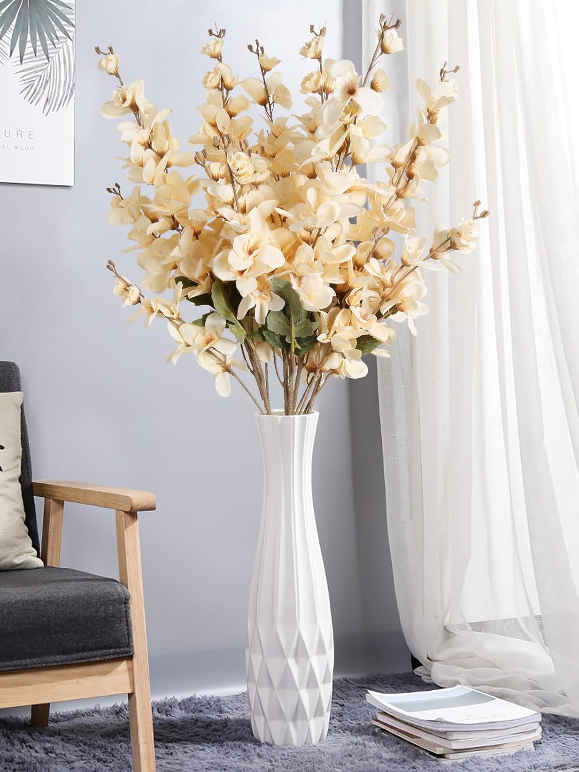 6PCS Champagne Delphinium Artificial Flowers for Wedding Decor