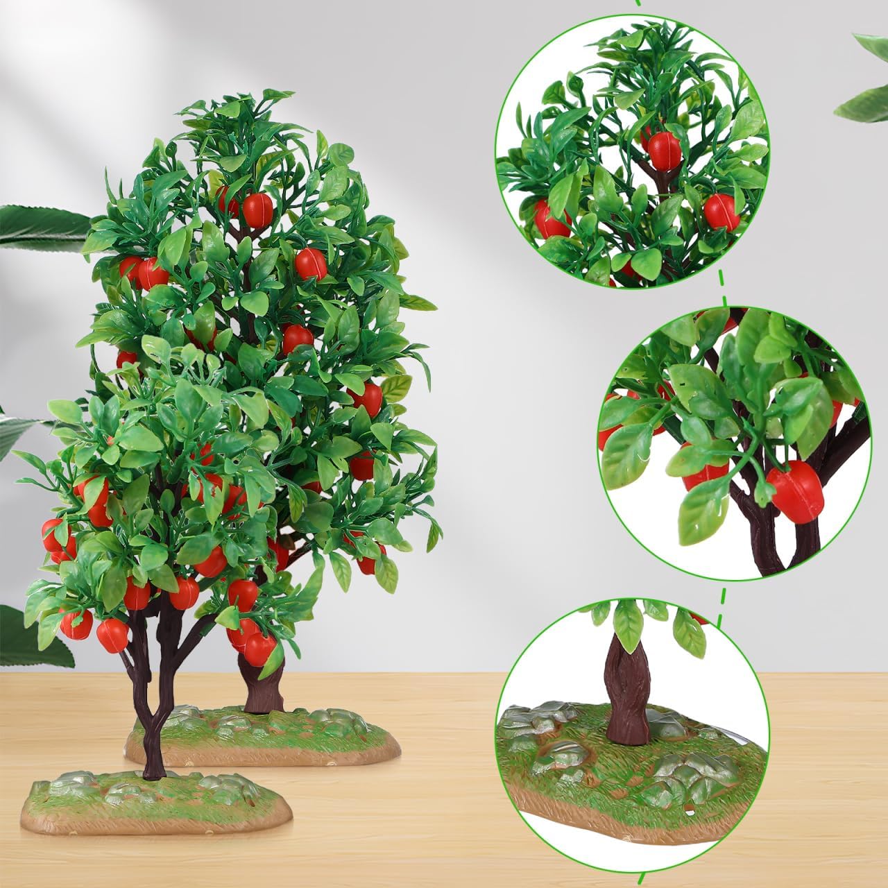 2Pcs Lifelike Artificial Apple Trees for Home Office Decor