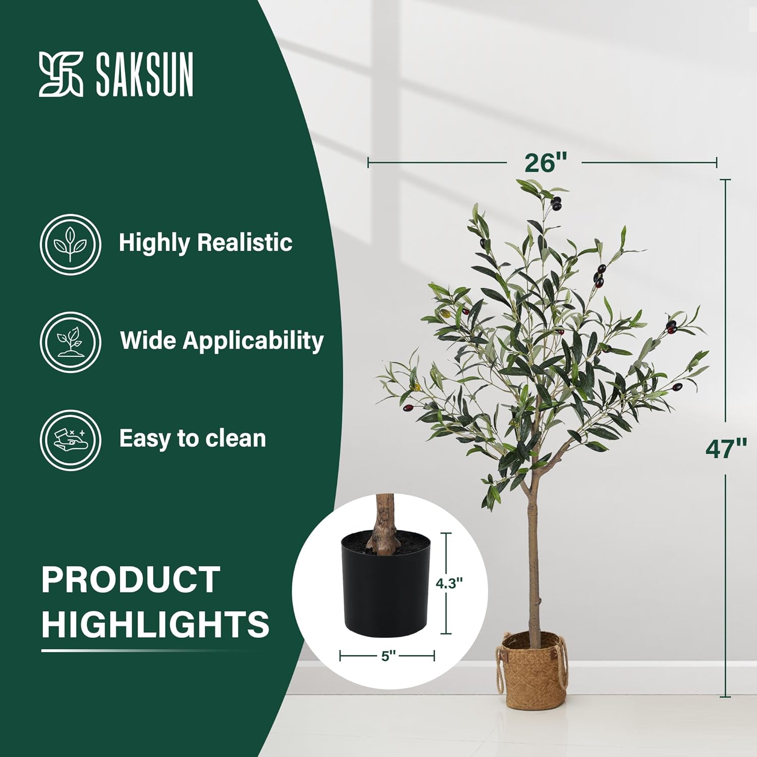 Olive Tree Artificial 4FT with Realistic Leaves and Fruits in Pot