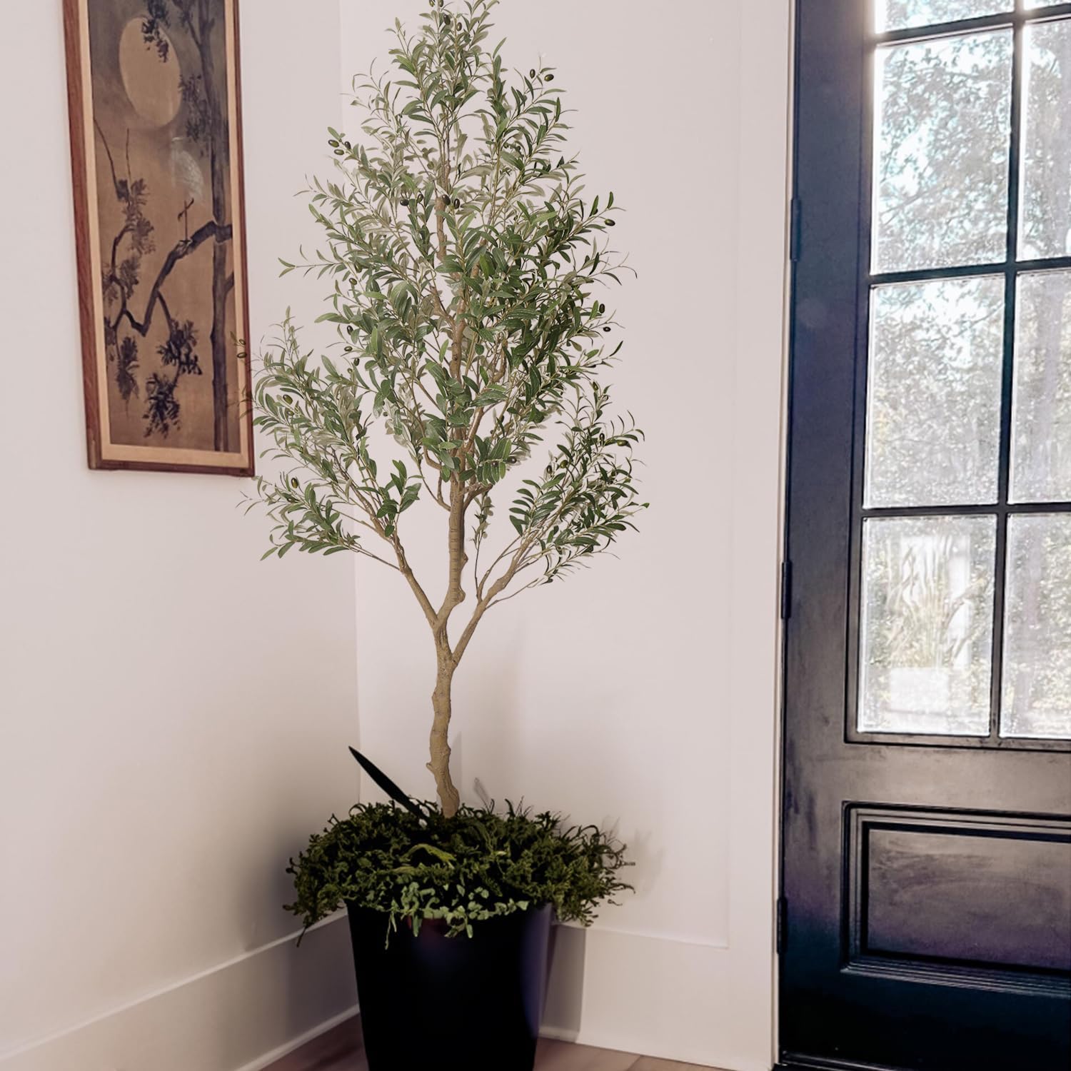 Phimos Artificial Olive Tree 7FT Fake Potted Plant with Planter