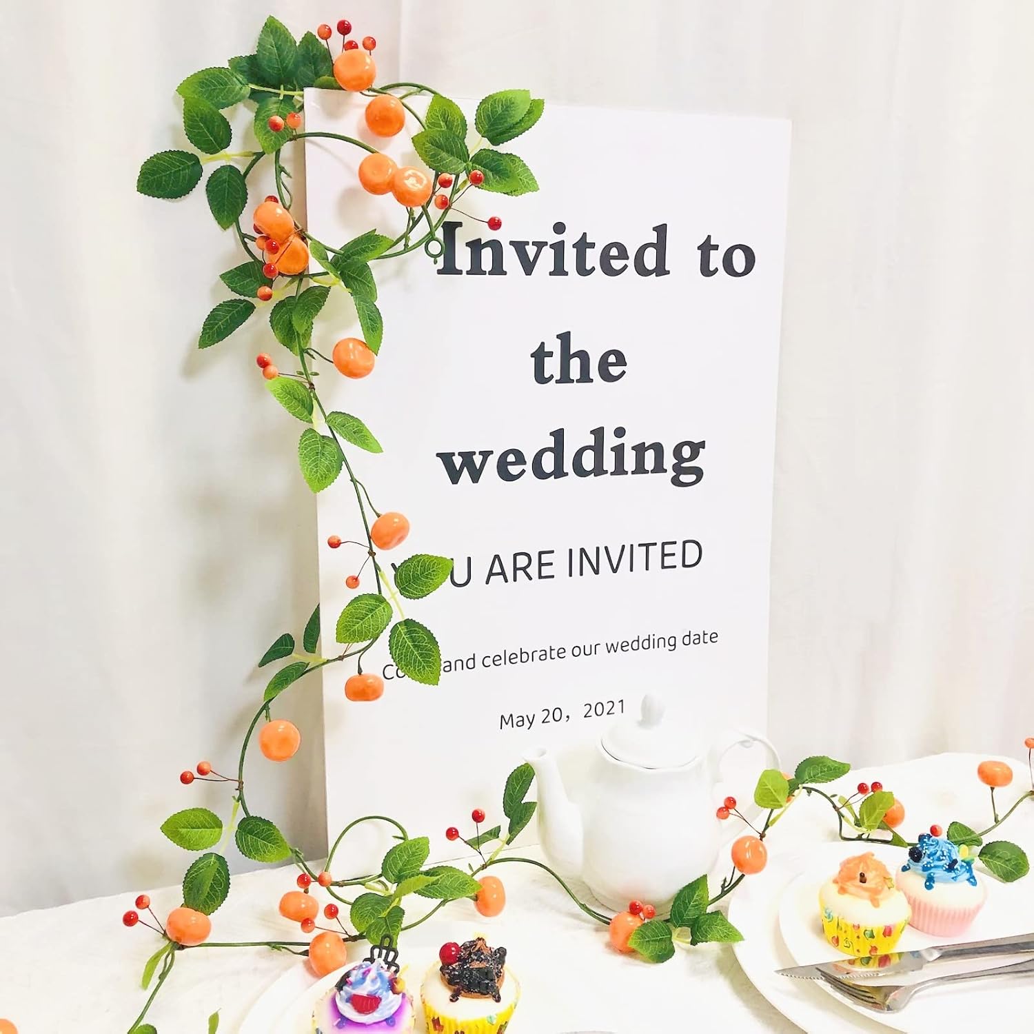 Artificial Tangerine Vine Garland for Home Autumn Decor