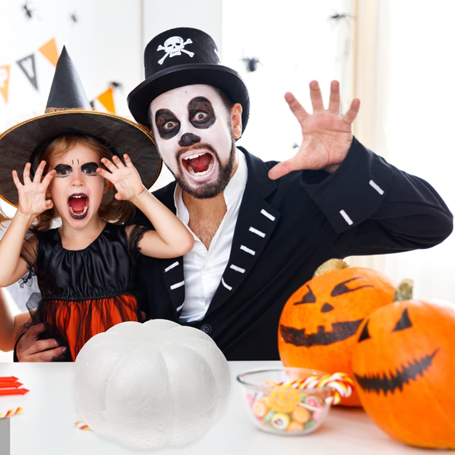 Happyyami White Halloween Pumpkin DIY Crafts Carving Painting Decor