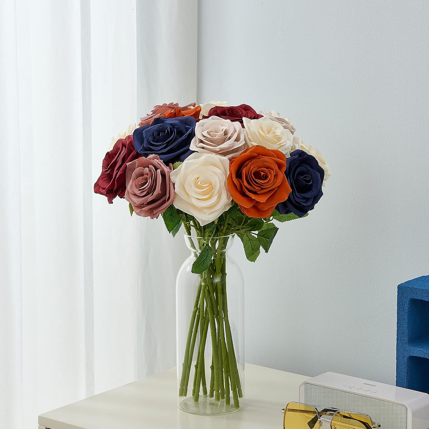 15PCS Ivory Roses Artificial Flowers for Wedding Decorations