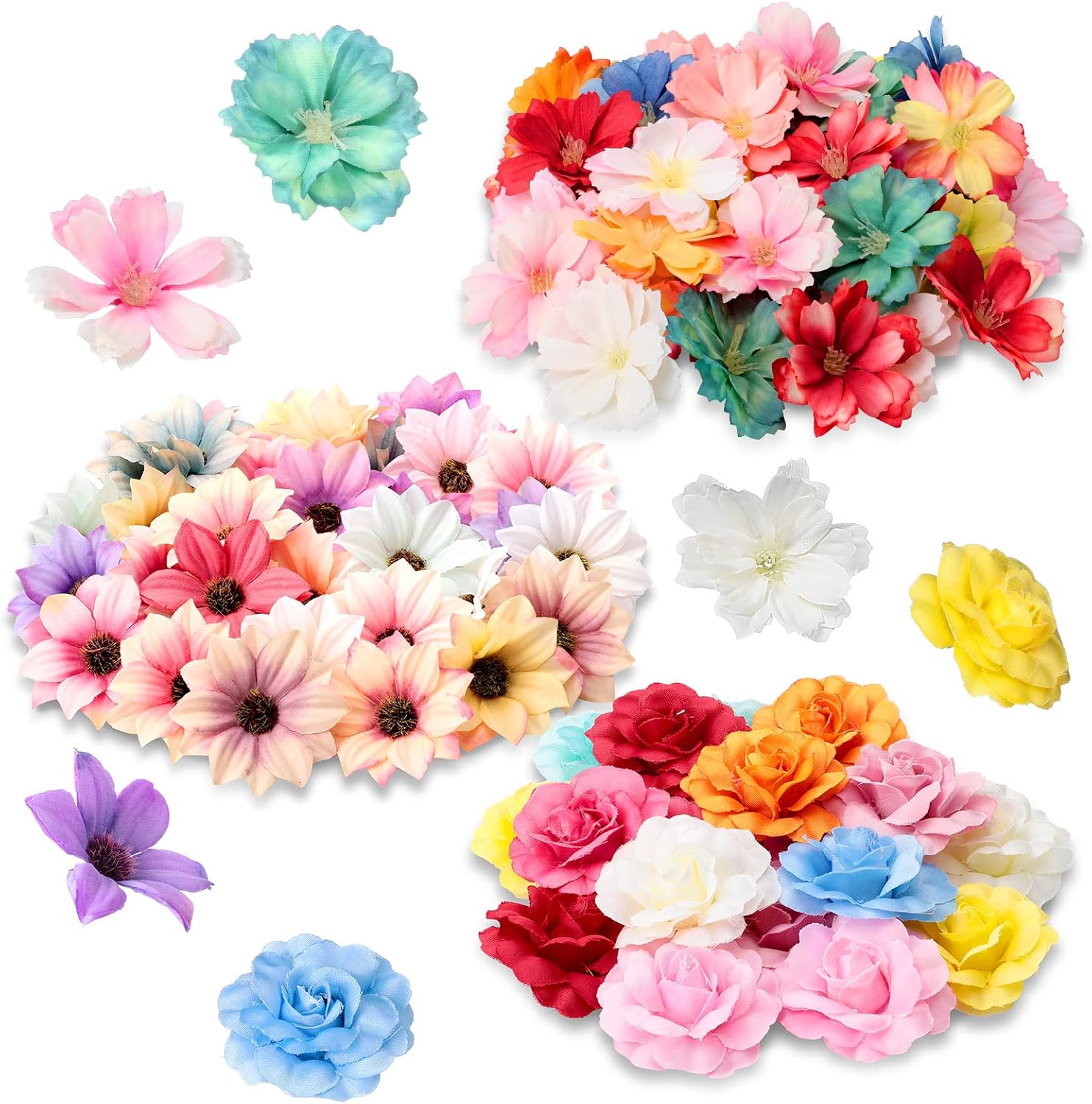 Hoteam Assorted Silk Artificial Flowers 100 Pcs