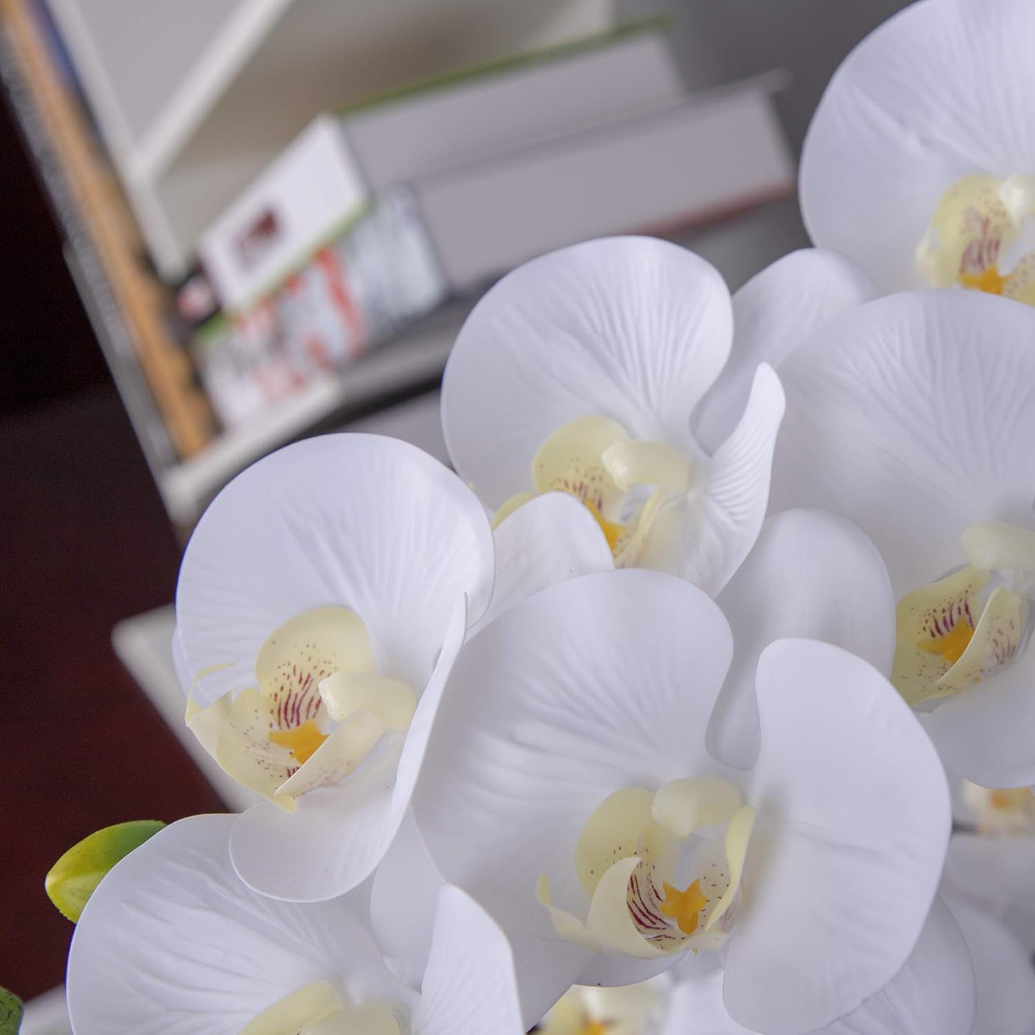 Fnize Artificial Orchid Real Touch 38 Inches 2pcs White