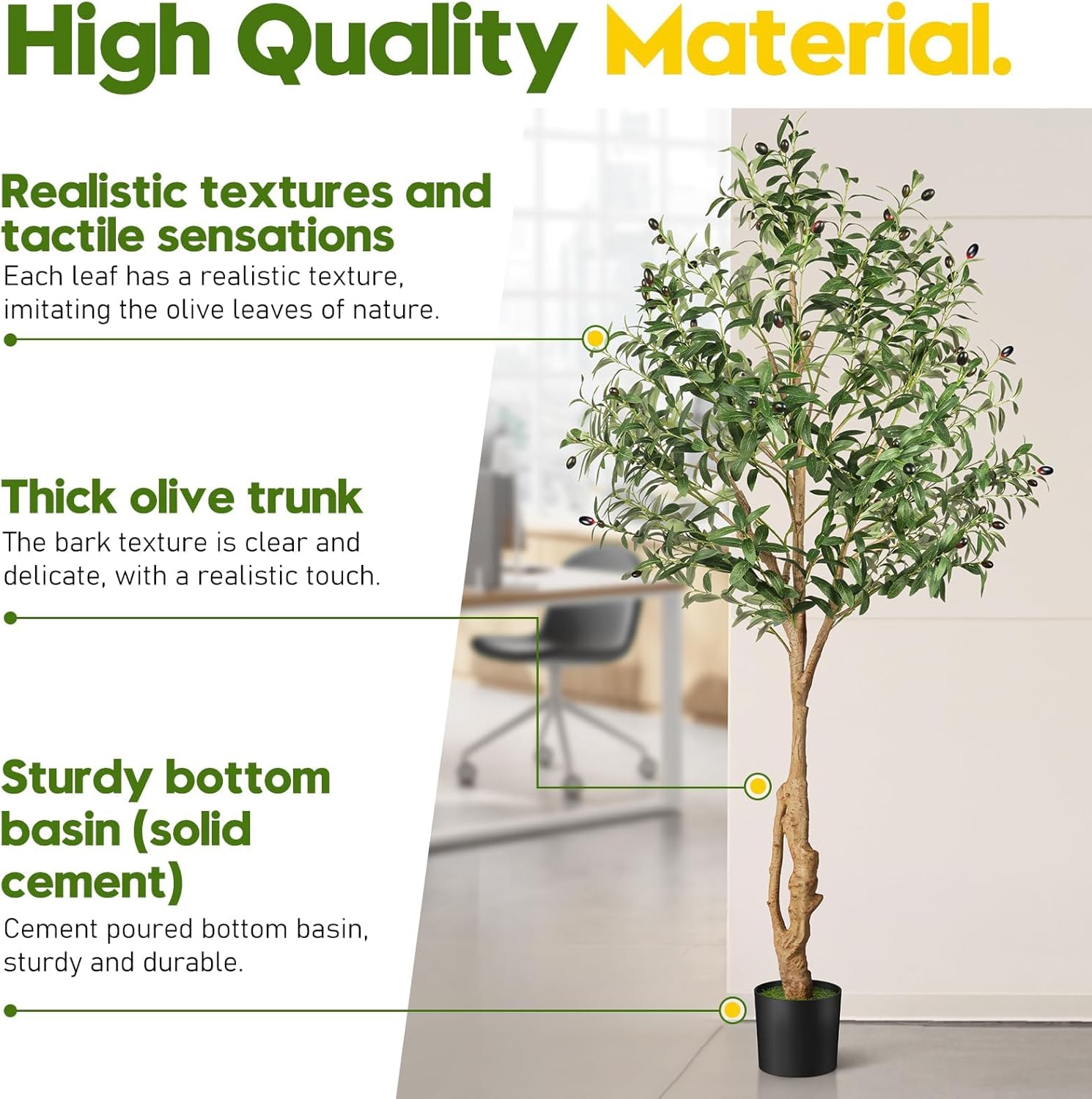 EOOIO 6ft Artificial Olive Tree with Realistic Fruits and Leaves