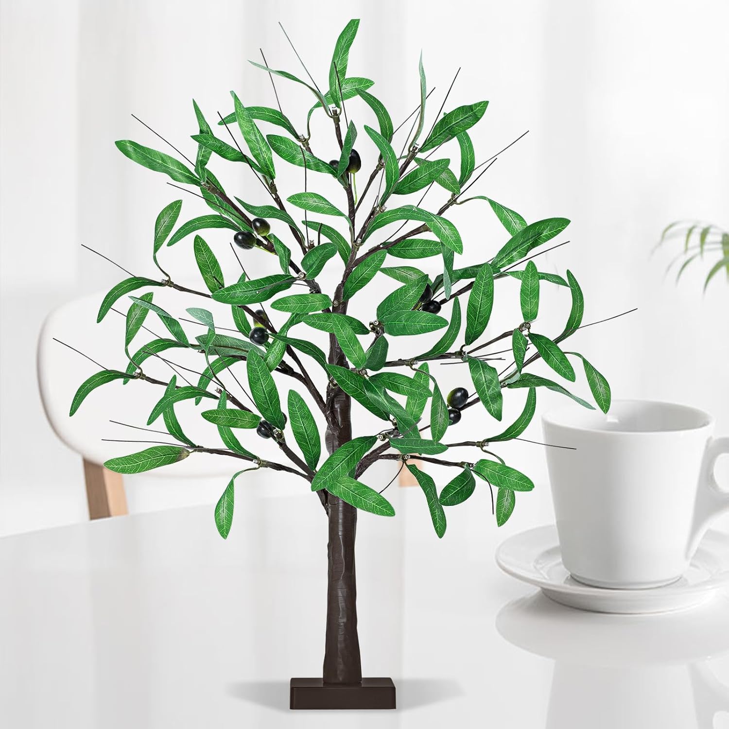 24 Inch Lighted Olive Tree with 36 LED Lights