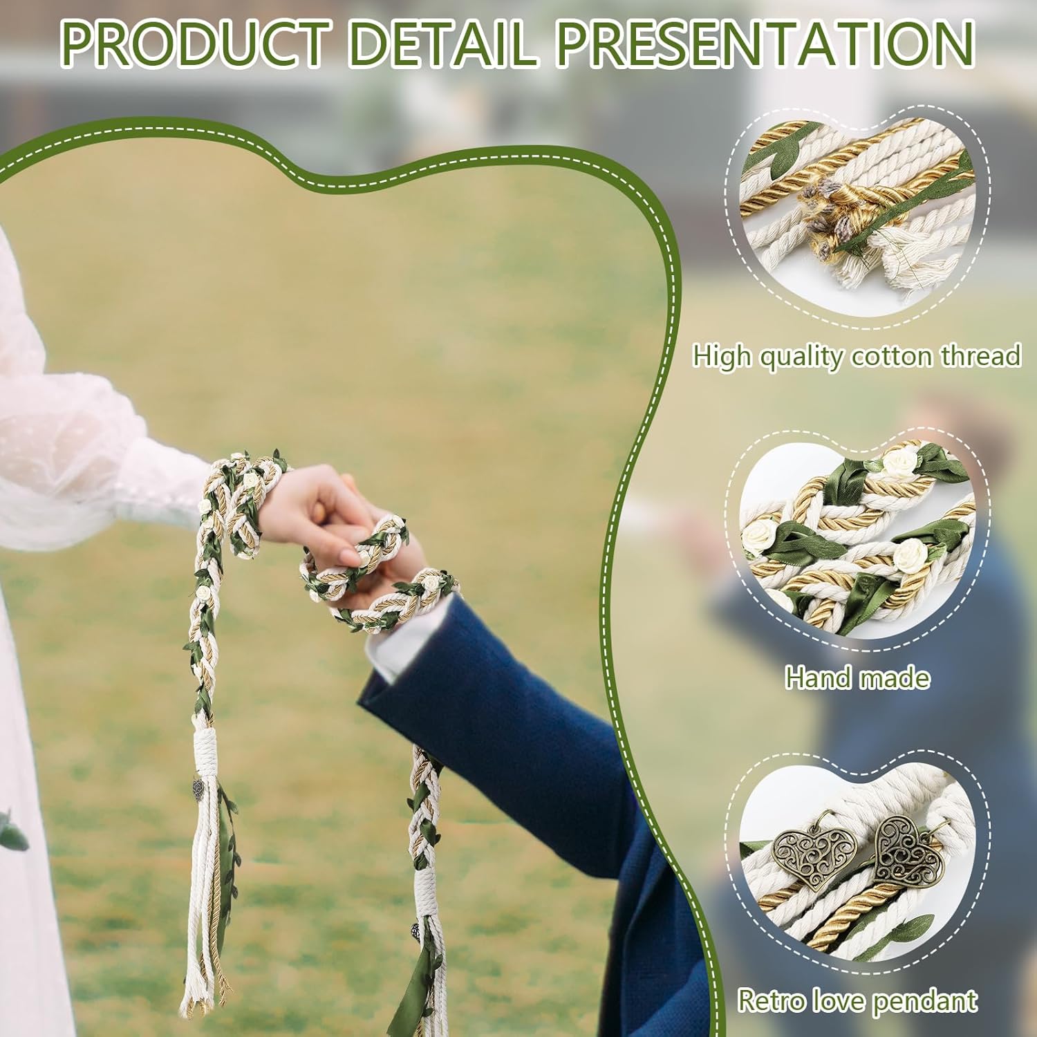 ReliThick Wedding Lasso Handfasting Cord Set with Pendant