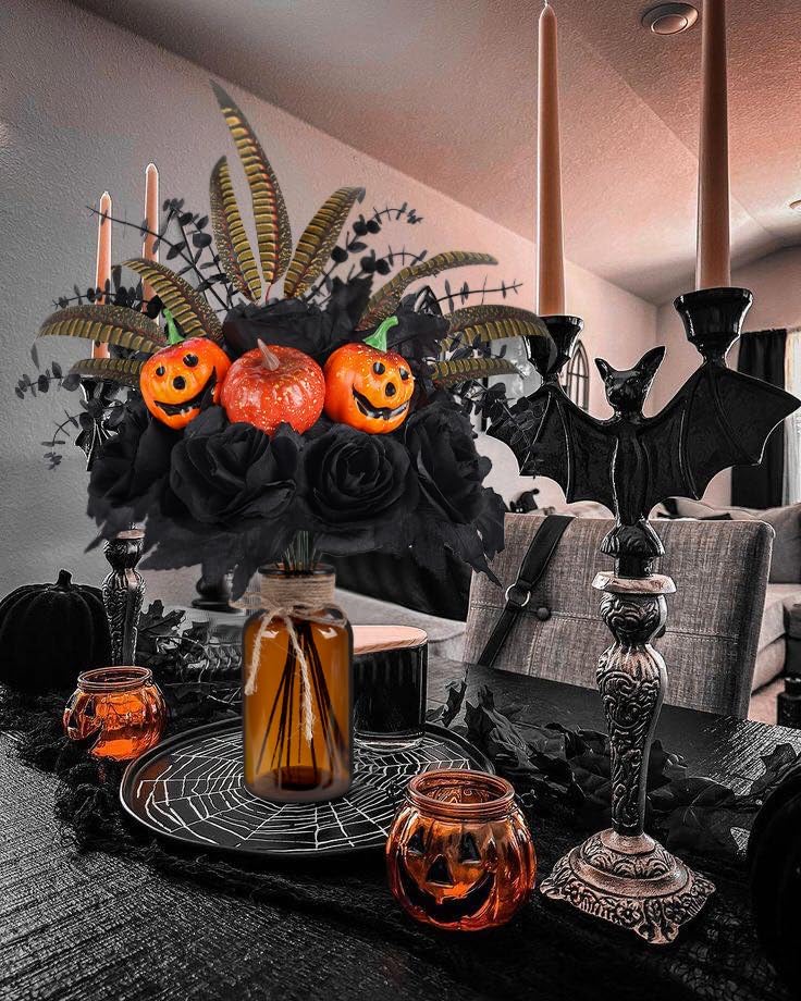 Halloween Artificial Flower Arrangements with Vase