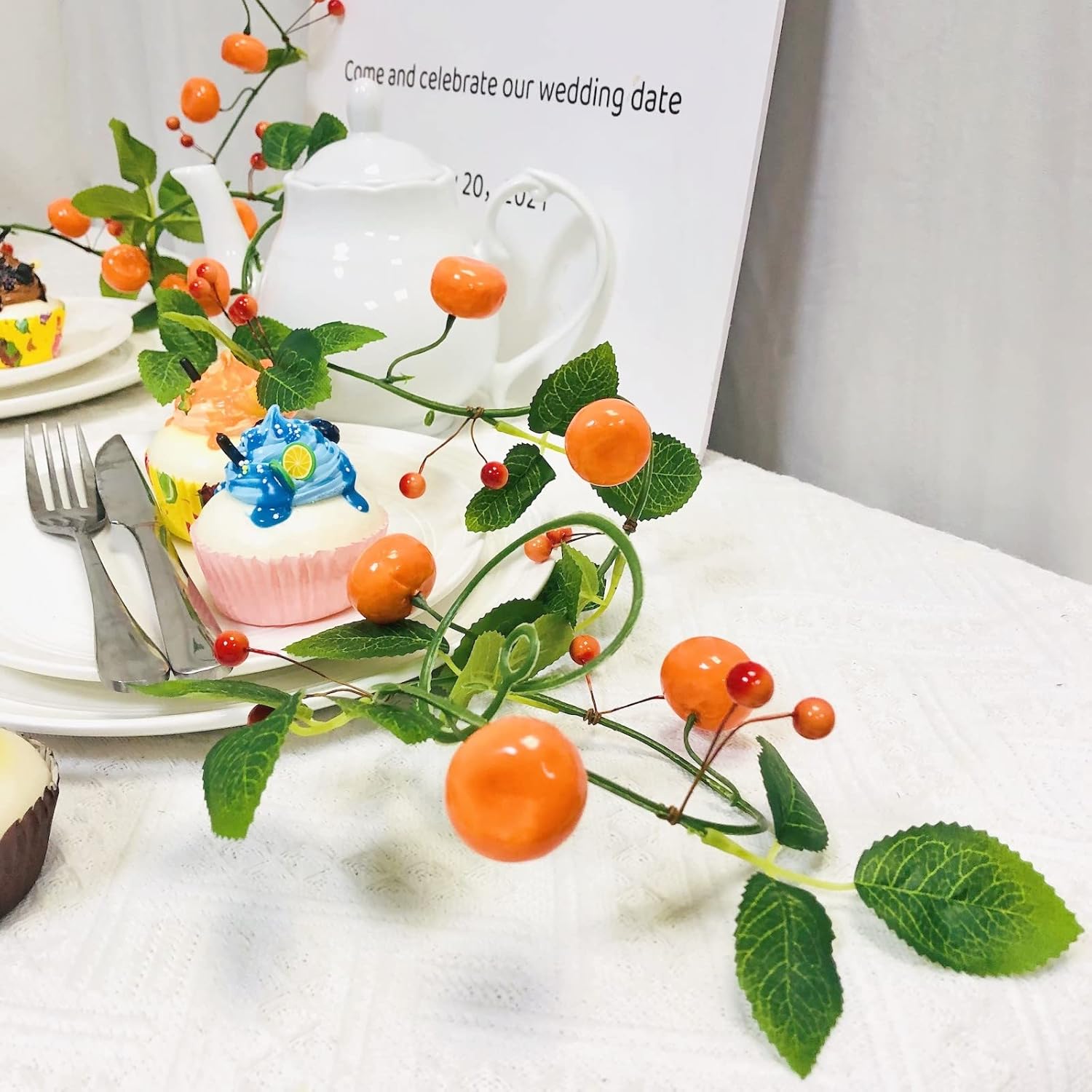 Artificial Tangerine Vine Garland for Home Autumn Decor