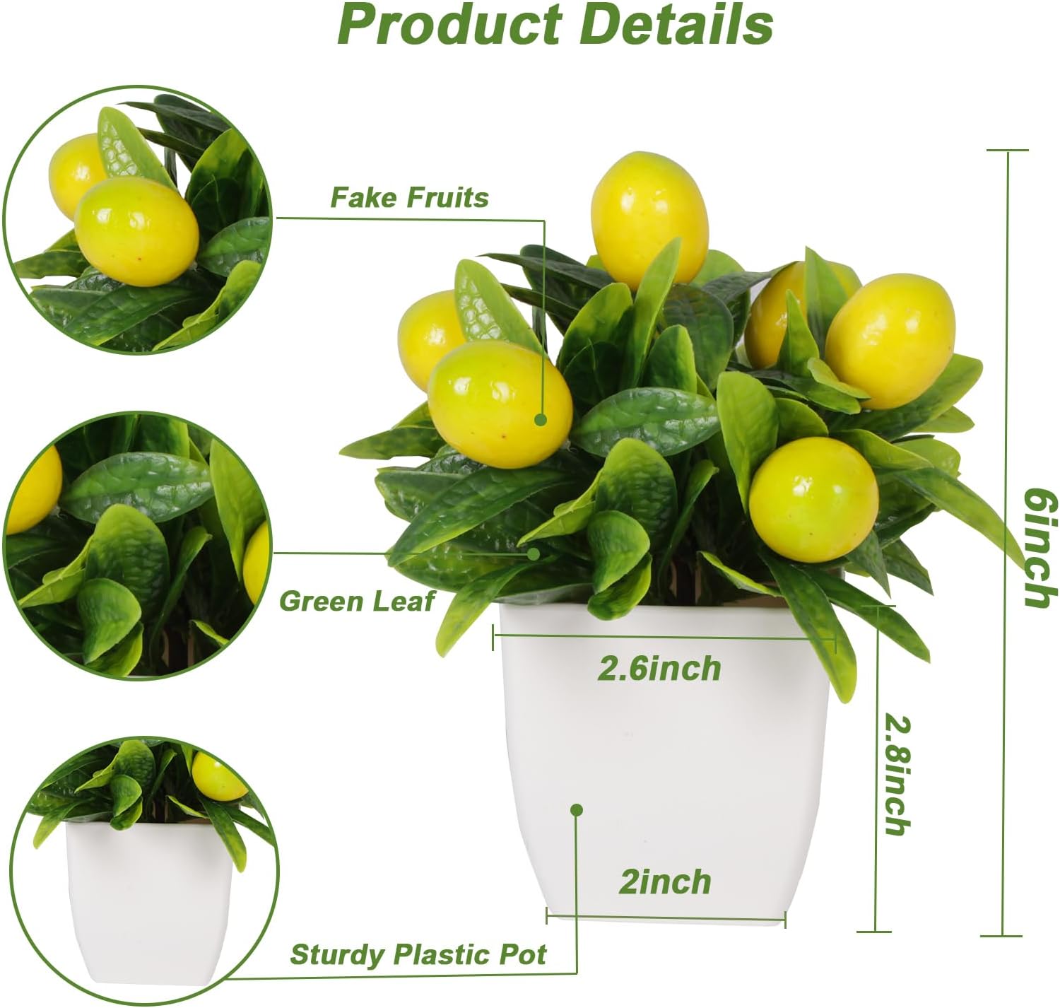4 Piece Fake Potted Plants with Artificial Fruit and Greenery