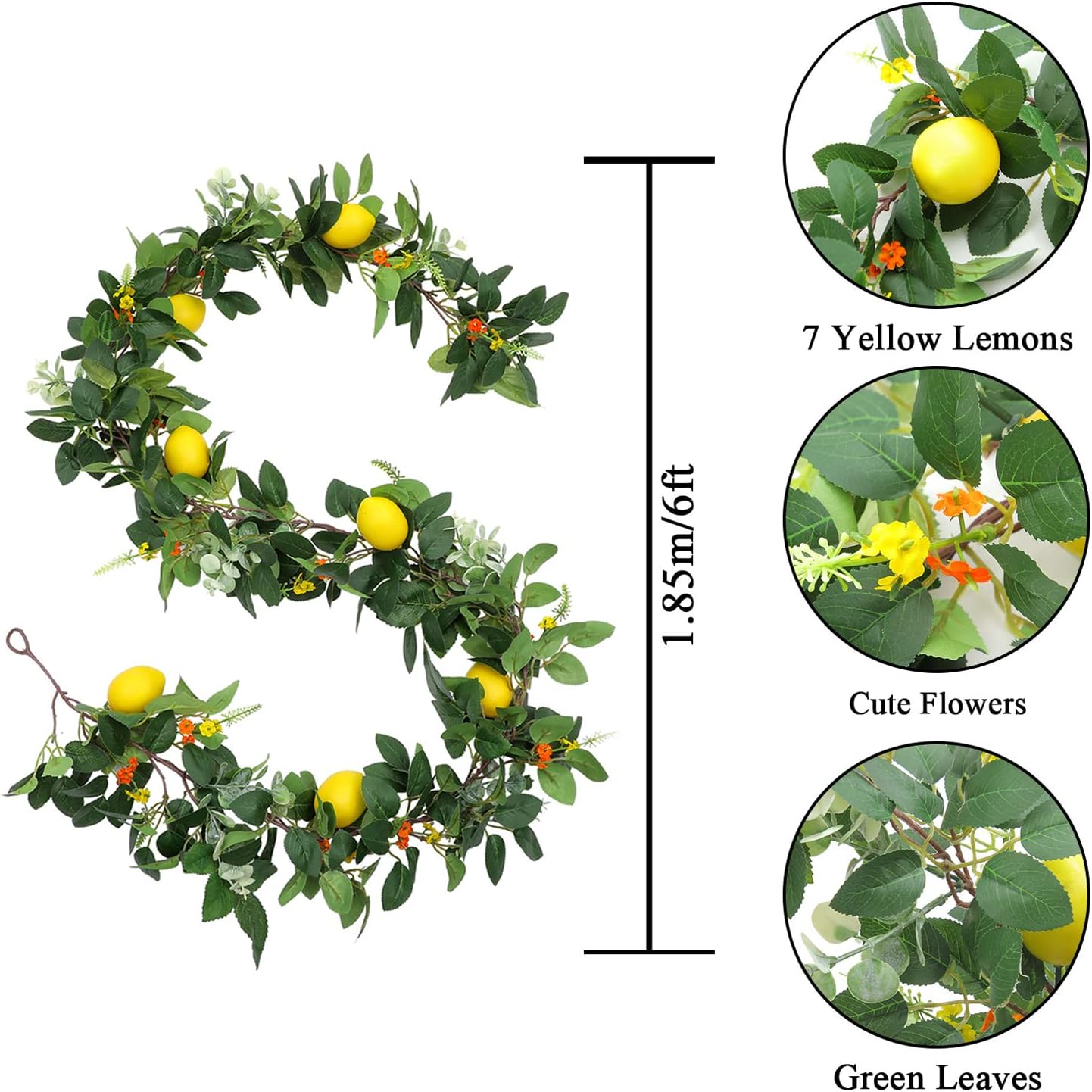 UArtlines 4Pcs Artificial Lemon Garland Decorations