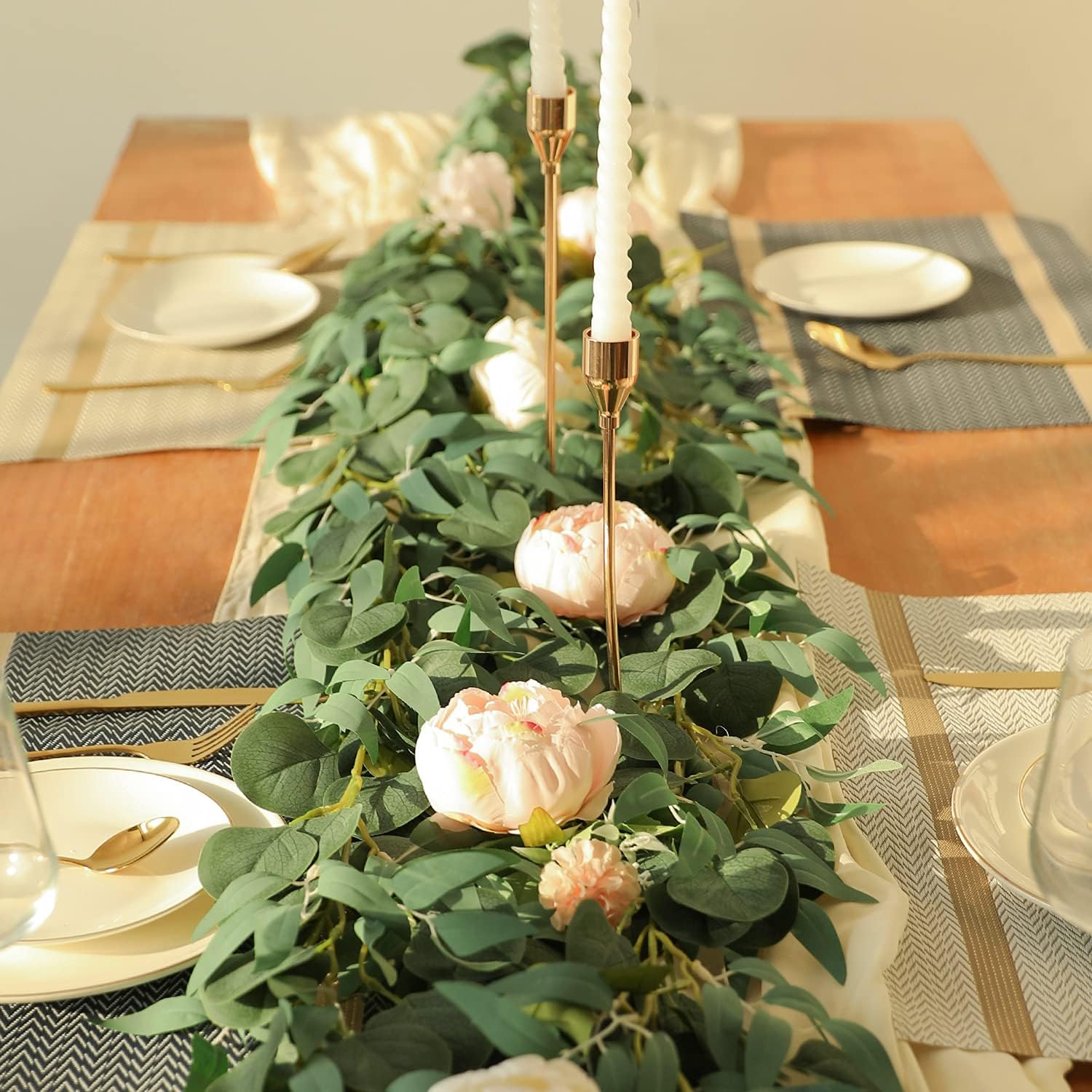 JUSTOYOU 2 Pack Artificial Eucalyptus Garland