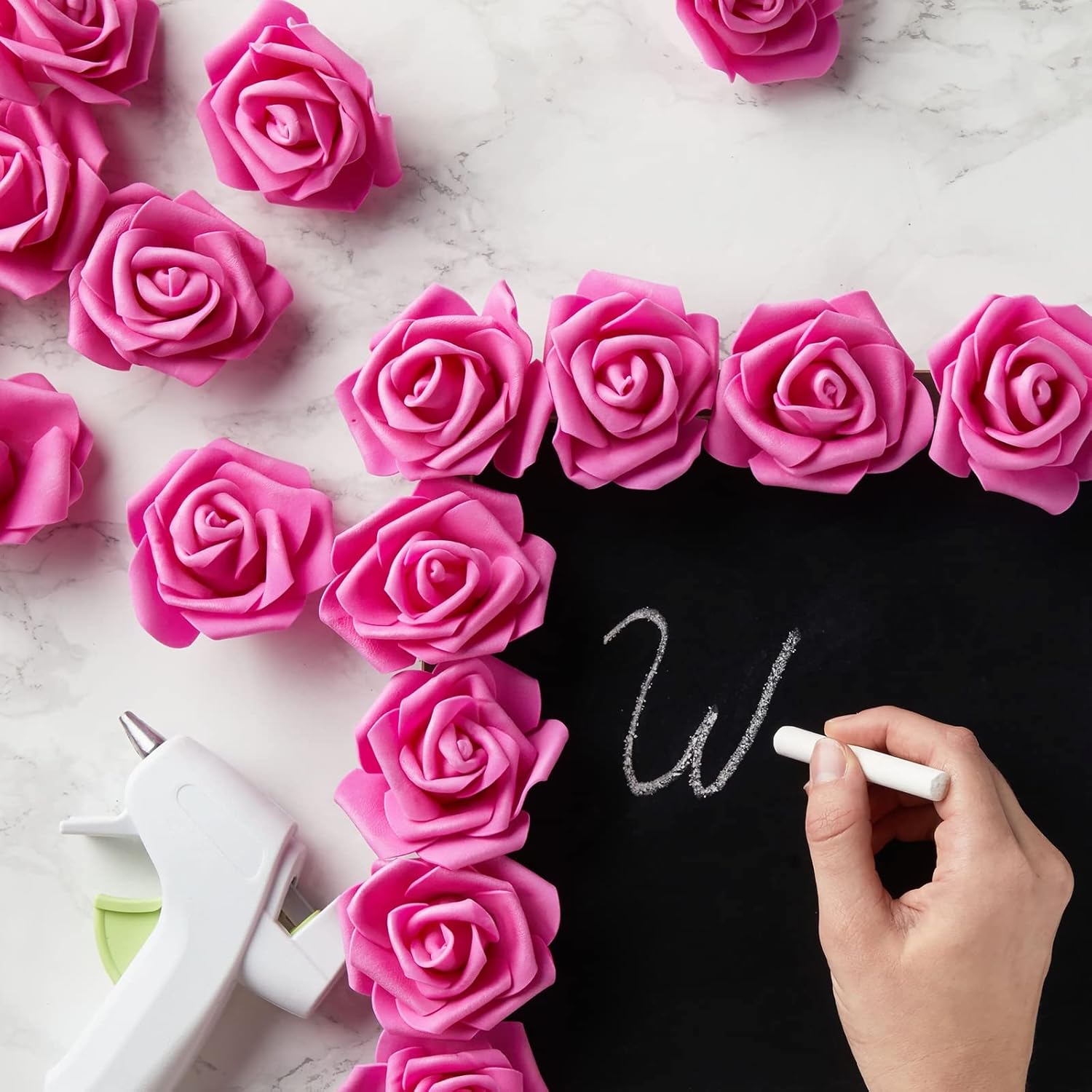 Juvale 100 Pack Hot Pink Artificial Roses