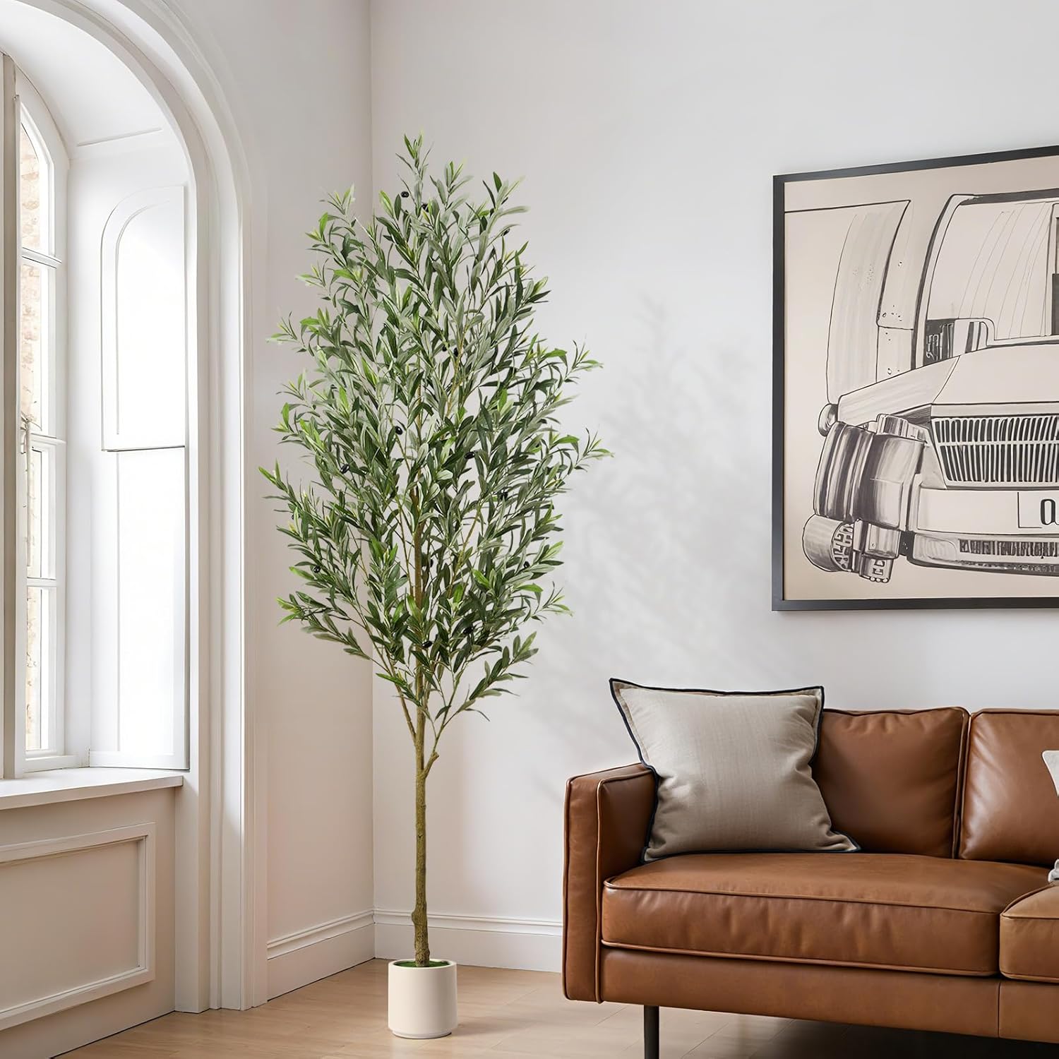 7FT Artificial Olive Tree with Realistic Fruits and Trunk