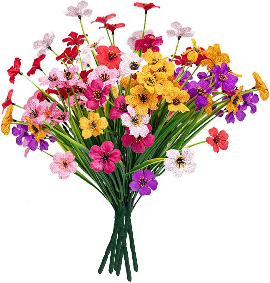 MACTING Artificial Flowers 6 Bundles UV Resistant Outdoor Decor