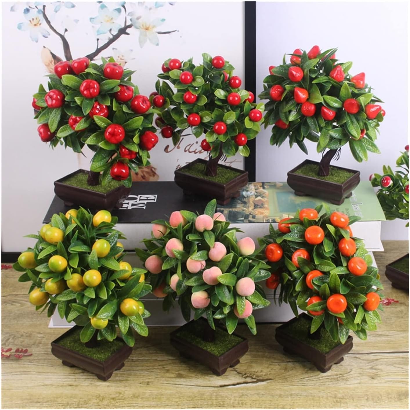 Artificial Bonsai Orange Peach Tree Potted for Home