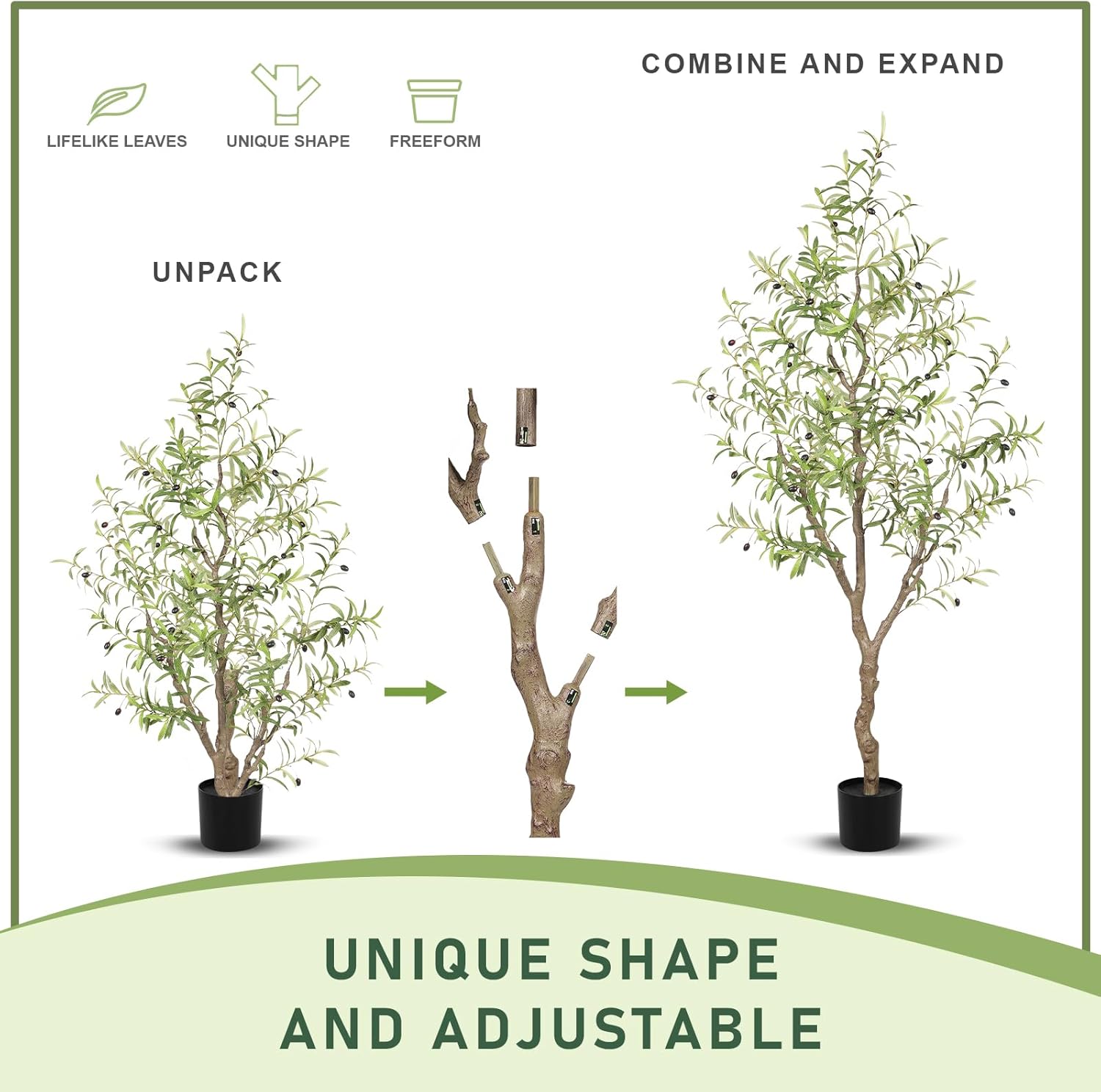 LYERSE Olive Tree 6ft Artificial Indoor Decor