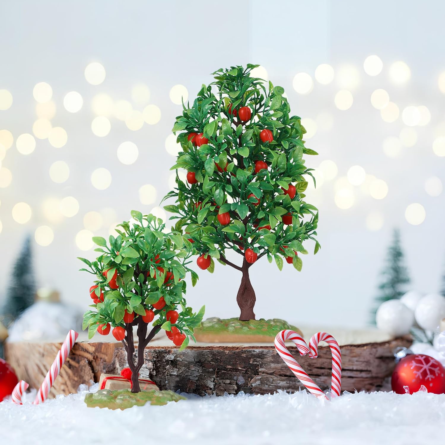 MAGICLULU 2pcs Mini Artificial Apple Trees for Home Decor