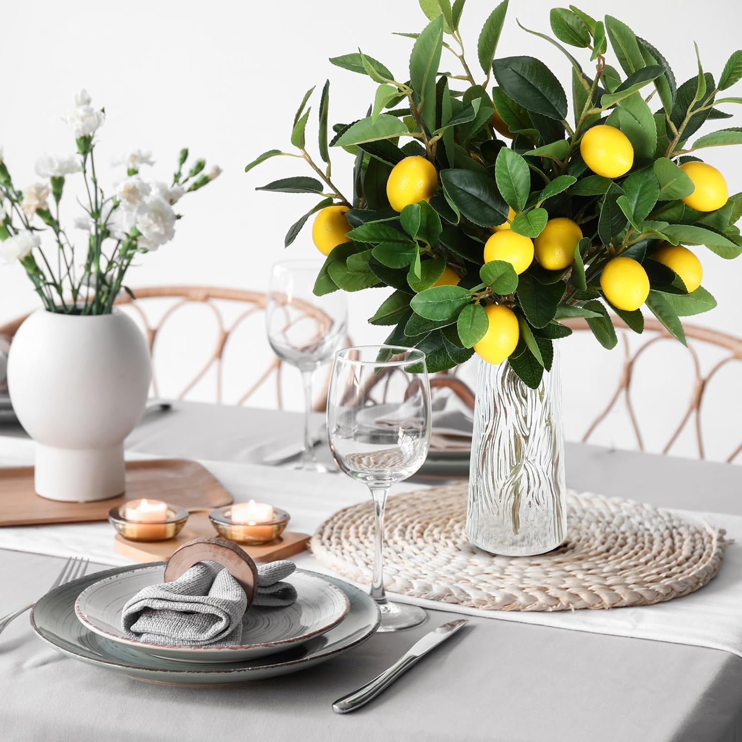 Giegxin 6 Pcs Artificial Lemon Branches 18 Inch Decor
