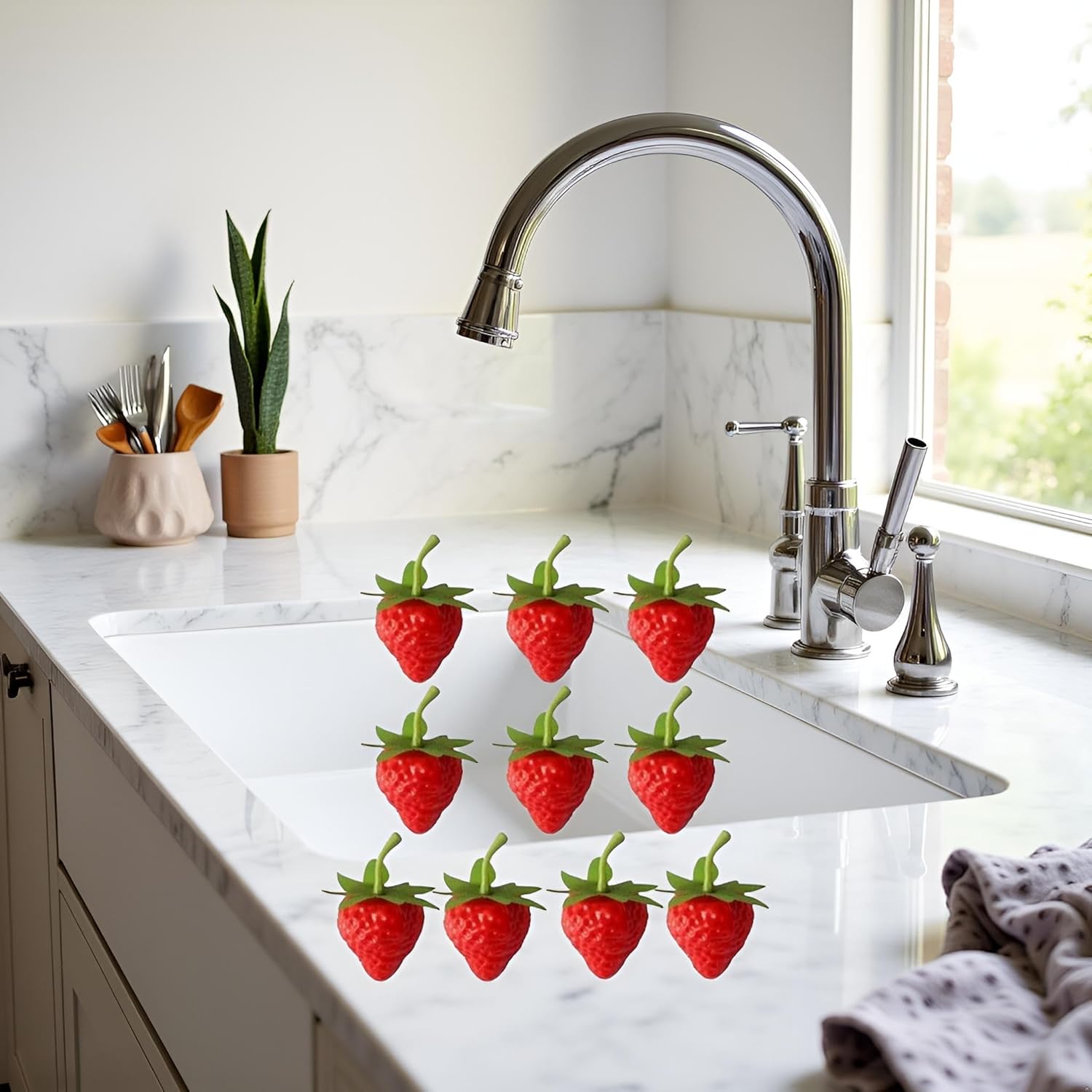 10 Pcs Realistic Plastic Artificial Strawberries Decoration