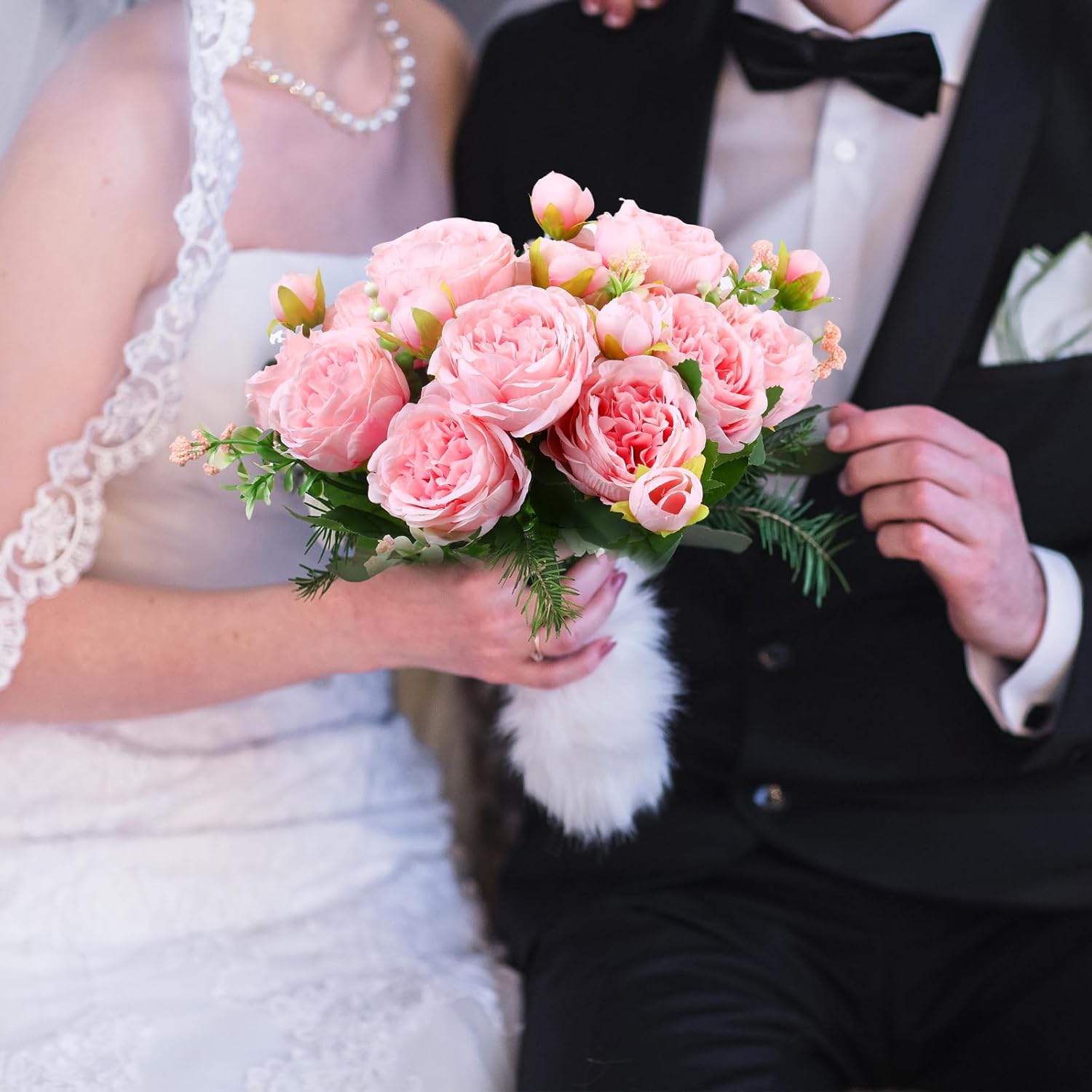 Geosar 8 Bundle Artificial Pink Peonies Flowers