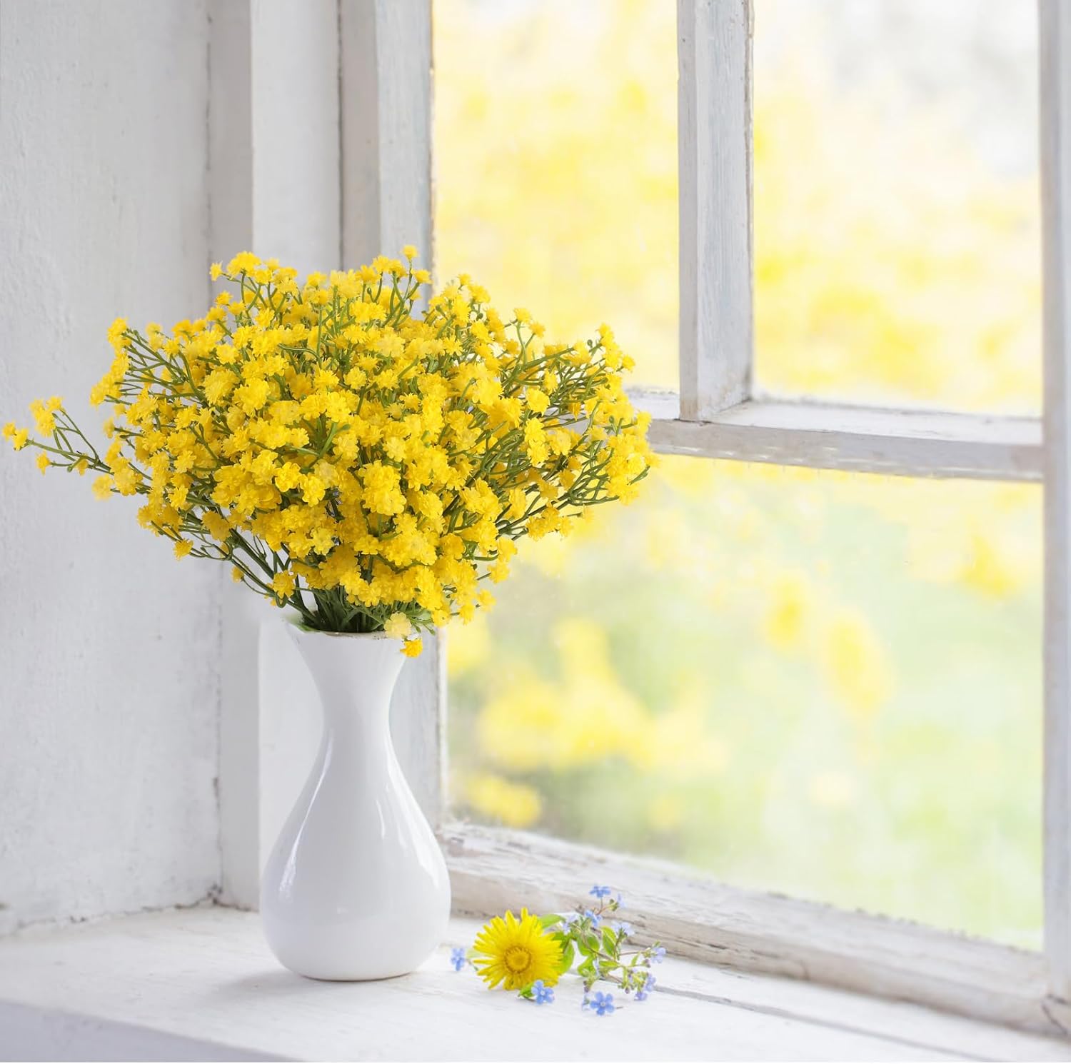 NT NIETING 10Pcs Yellow Artificial Babys Breath Flowers Bouquet Filler