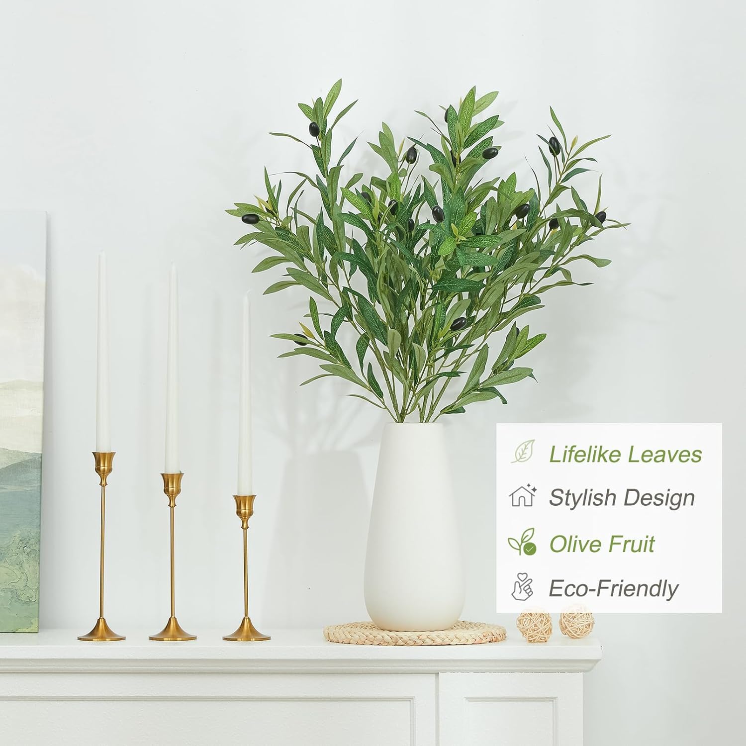 Heleze 35 Inch Artificial Olive Branches 4PCS