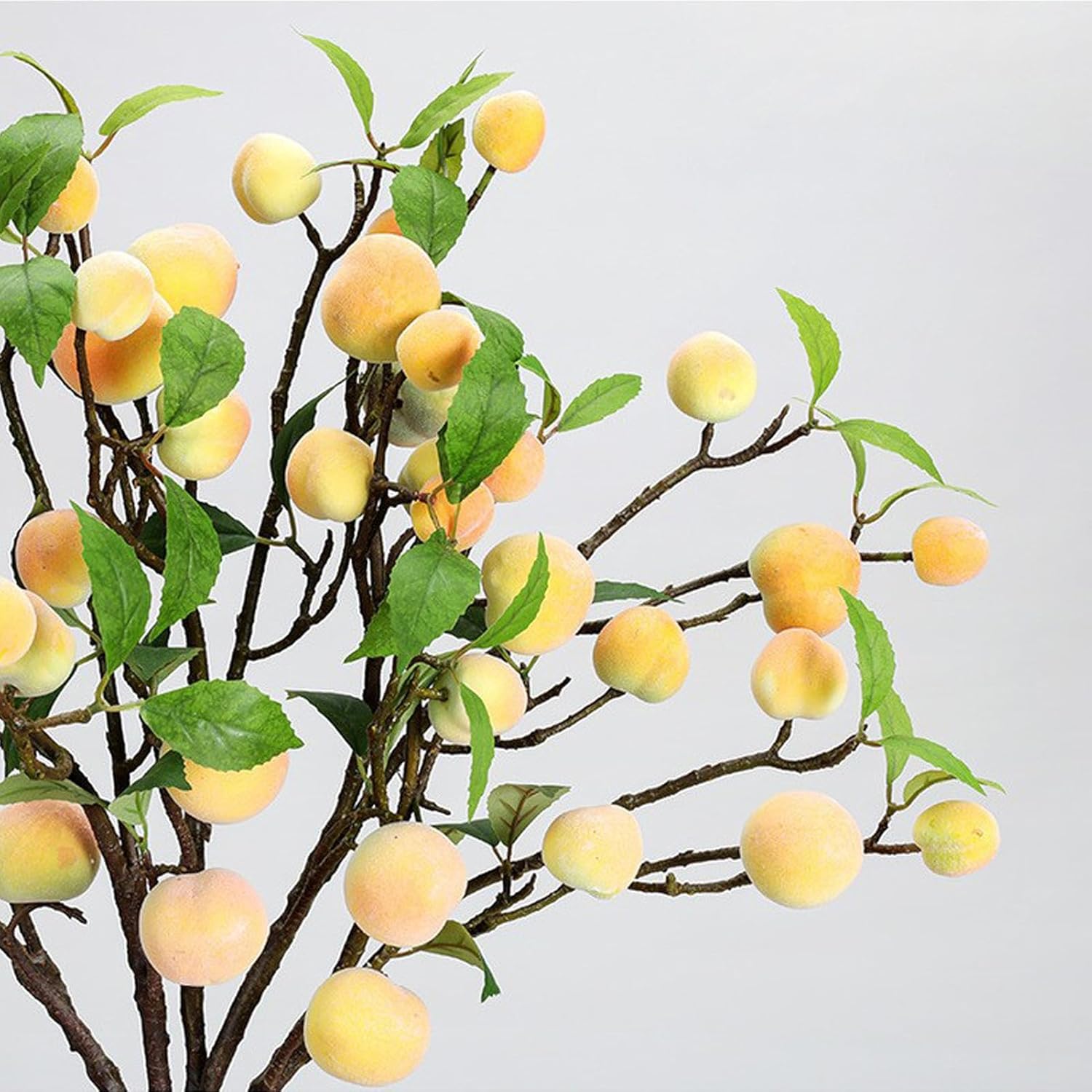 NFNSIG Artificial Peach Tree Branches with Peaches and Green Leaves