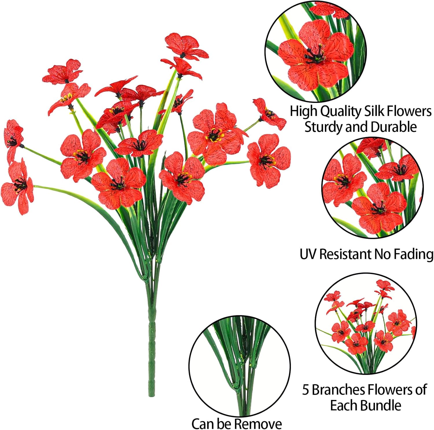 MACTING Artificial Flowers 6 Bundles UV Resistant Outdoor Decor
