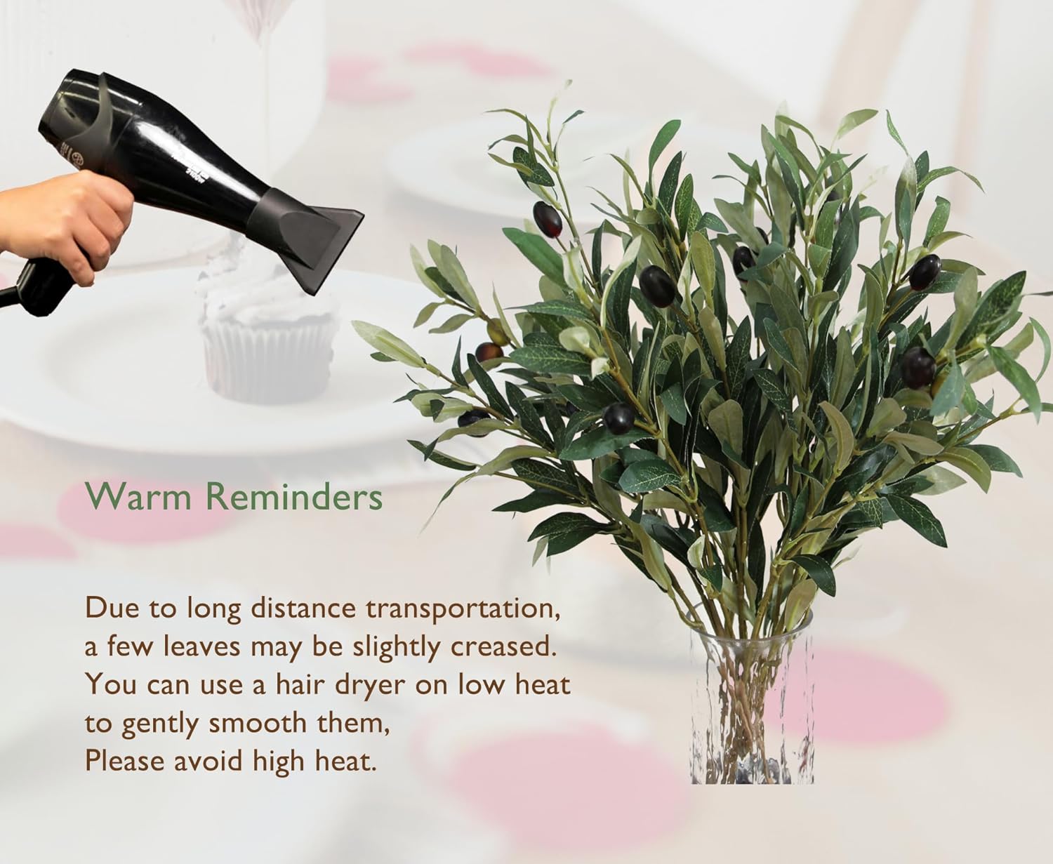 5PCS Artificial Olive Branches for Vases and Decor