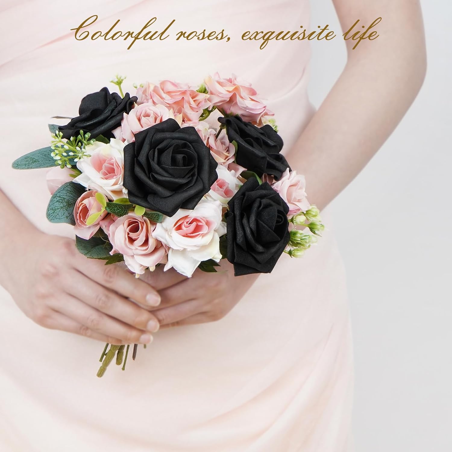 BLEUM CADE 16Pcs Artificial Flowers Fake Roses with Stems
