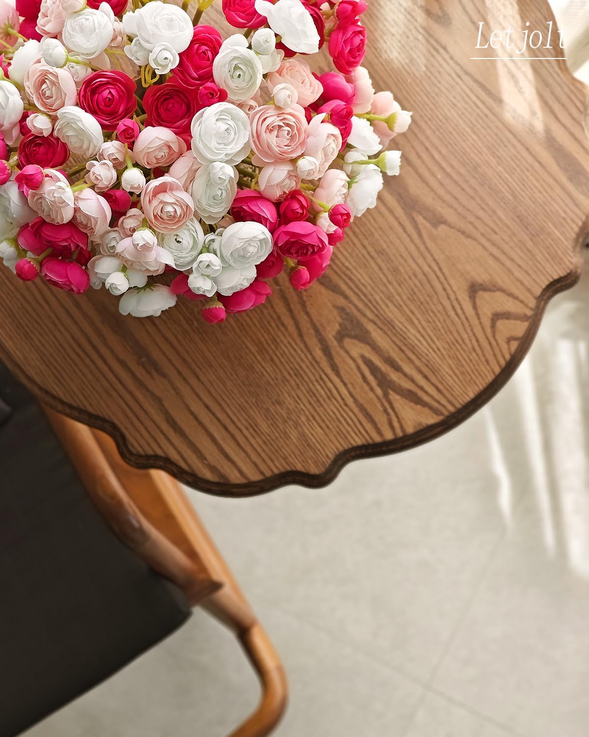 Letjolt Ranunculus Artificial Flowers 18pcs ROSEO Pink Faux Bouquet Decorations