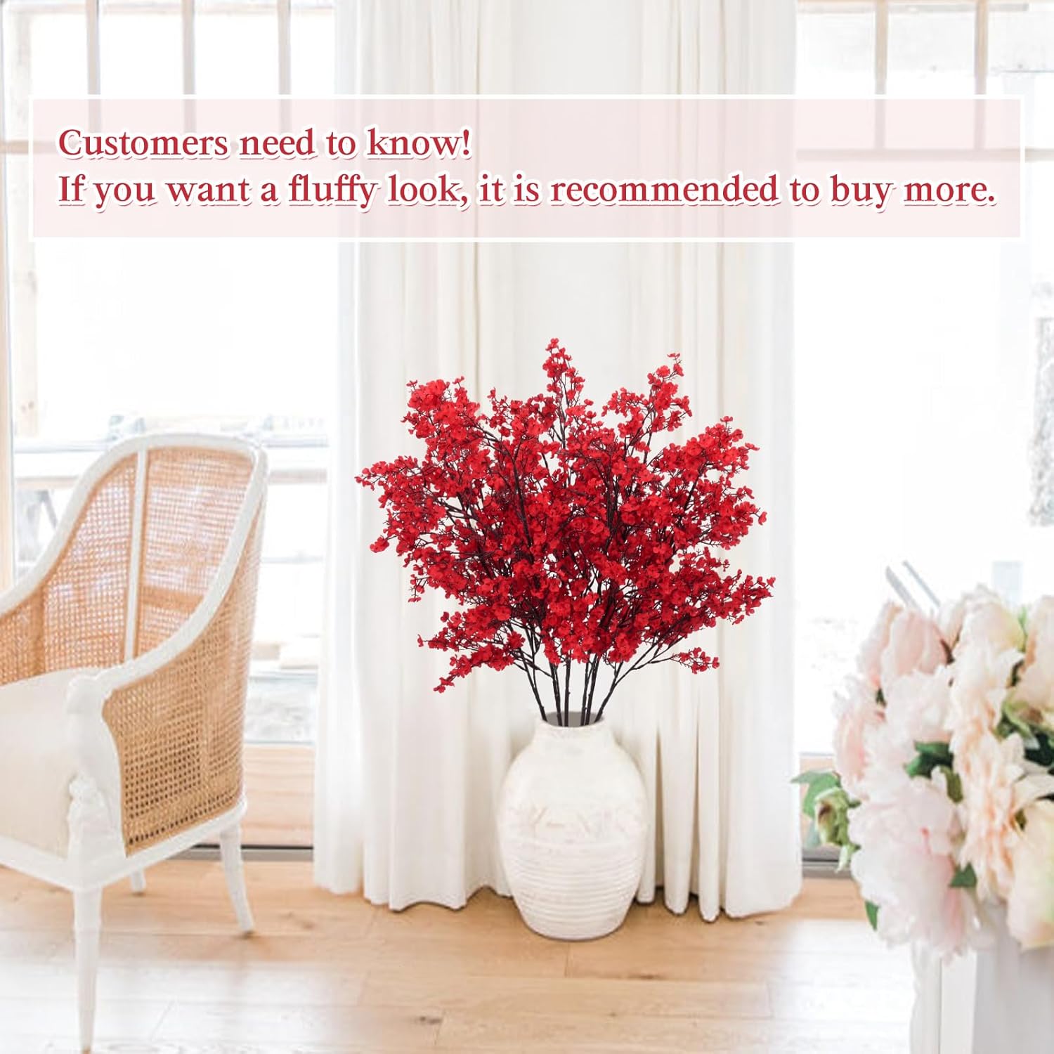 AILANDA 6 Pack Babys Breath Artificial Flowers Red 394 Inch Long Stems