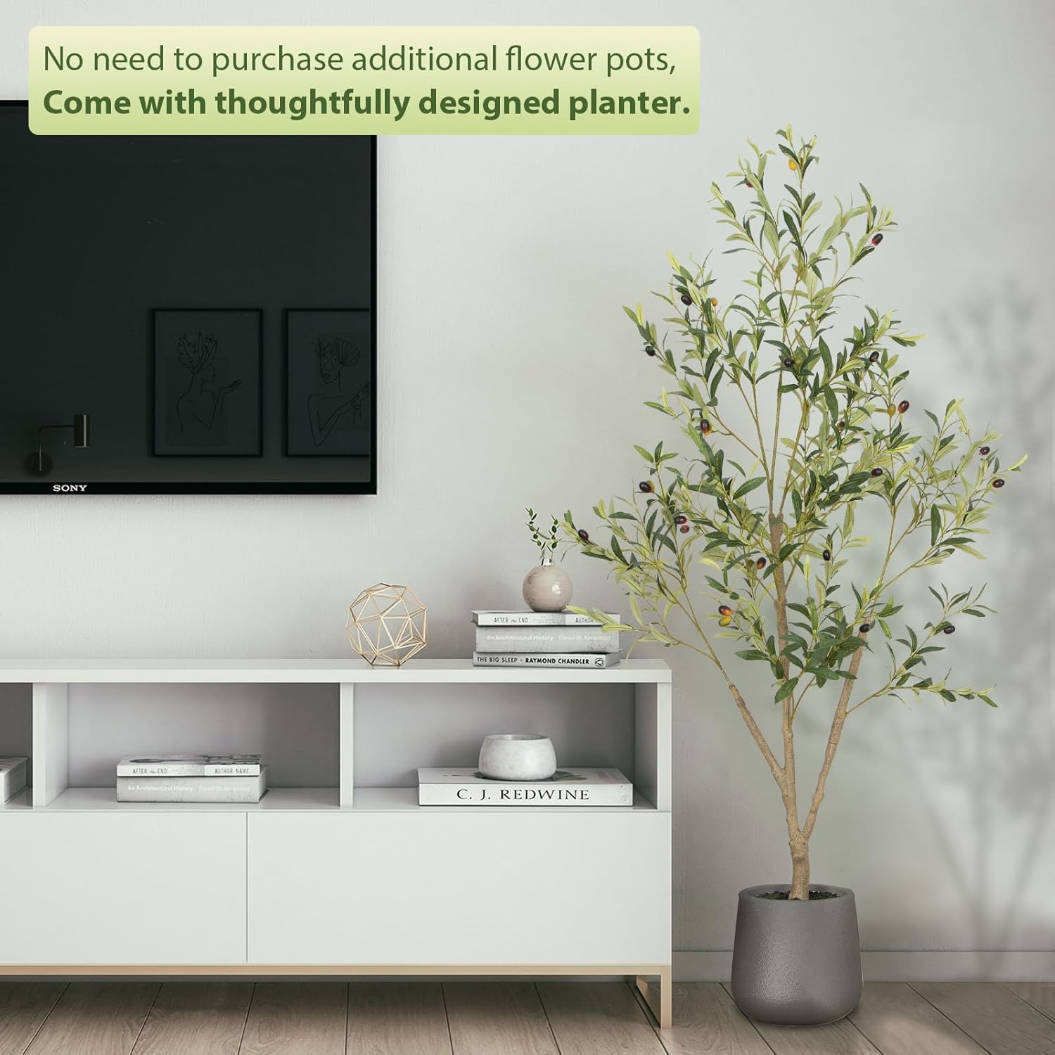 VIVATREES 5FT Artificial Olive Tree with Planter