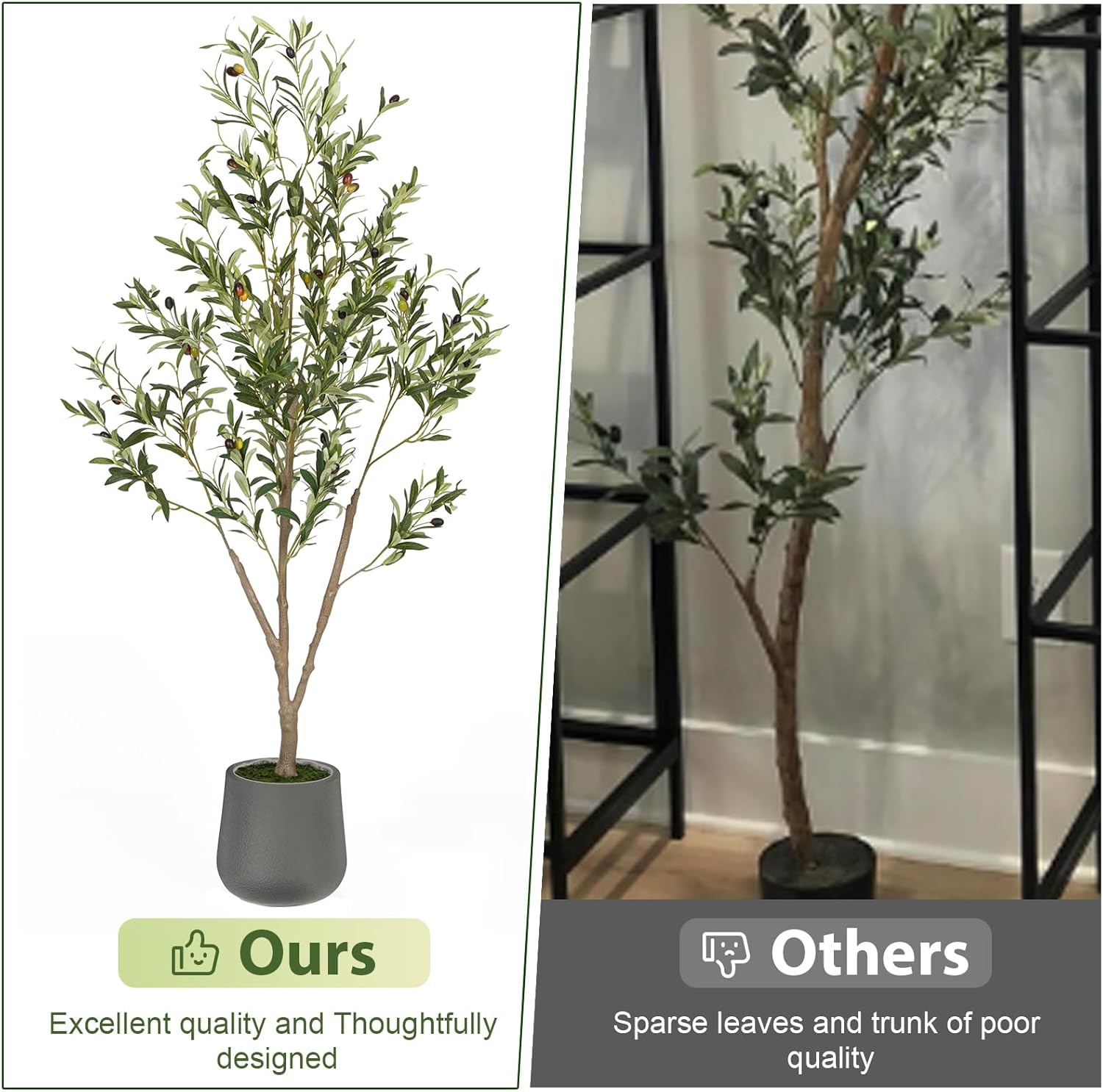 VIVATREES 5FT Artificial Olive Tree with Planter
