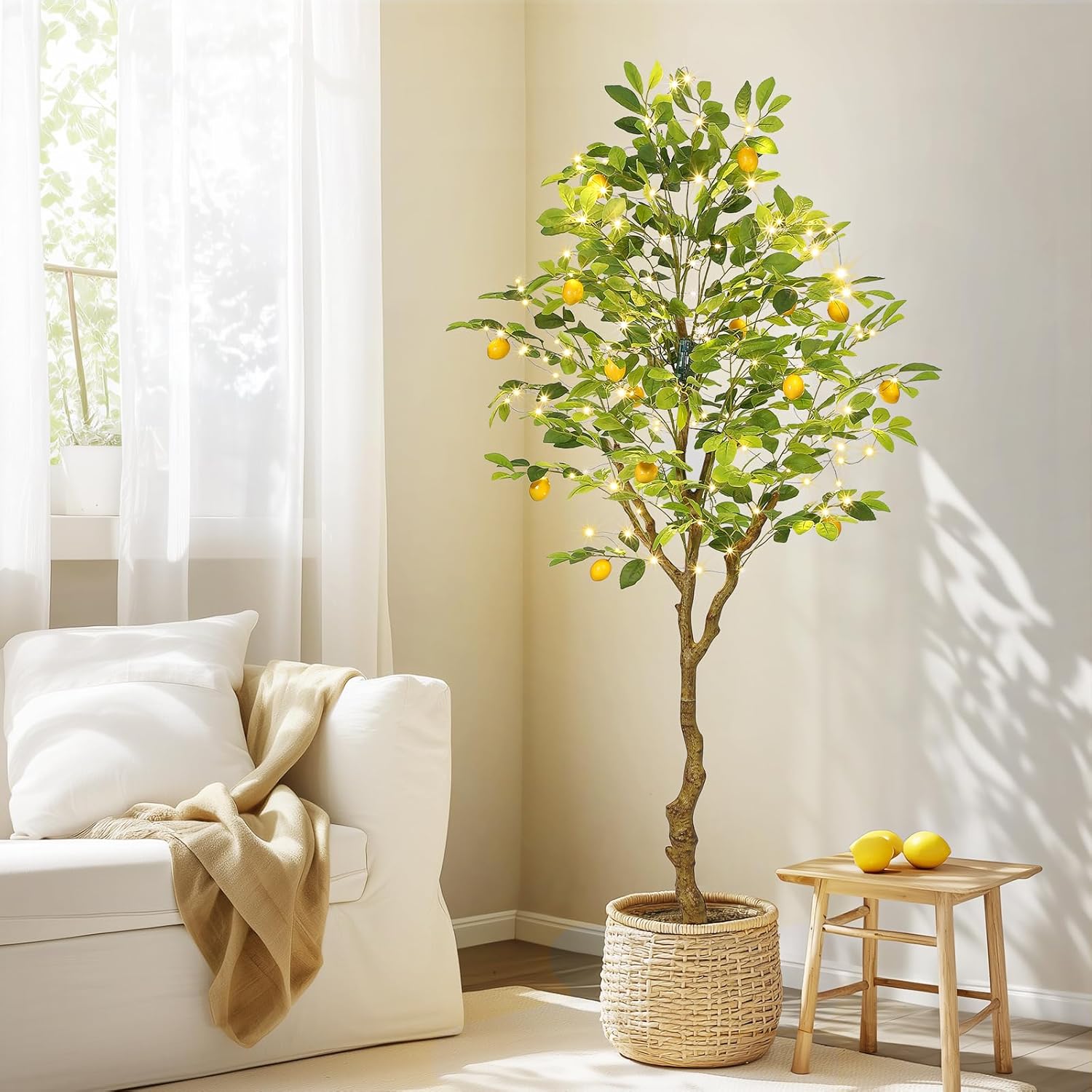 GarveeHome Artificial Lemon Tree with 100 LED Lights