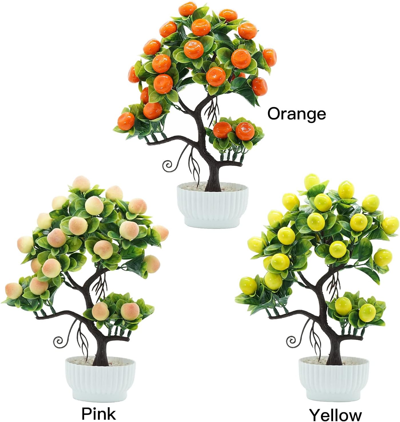14 Inch Faux Orange Tree Bonsai with Vase and Pot