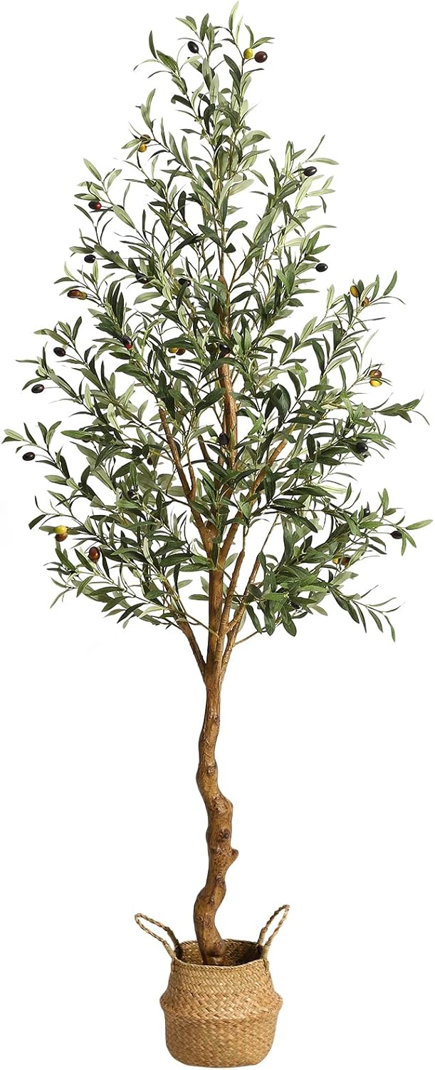 GAOMON 6FT Artificial Olive Tree with Basket and Lifelike Fruits