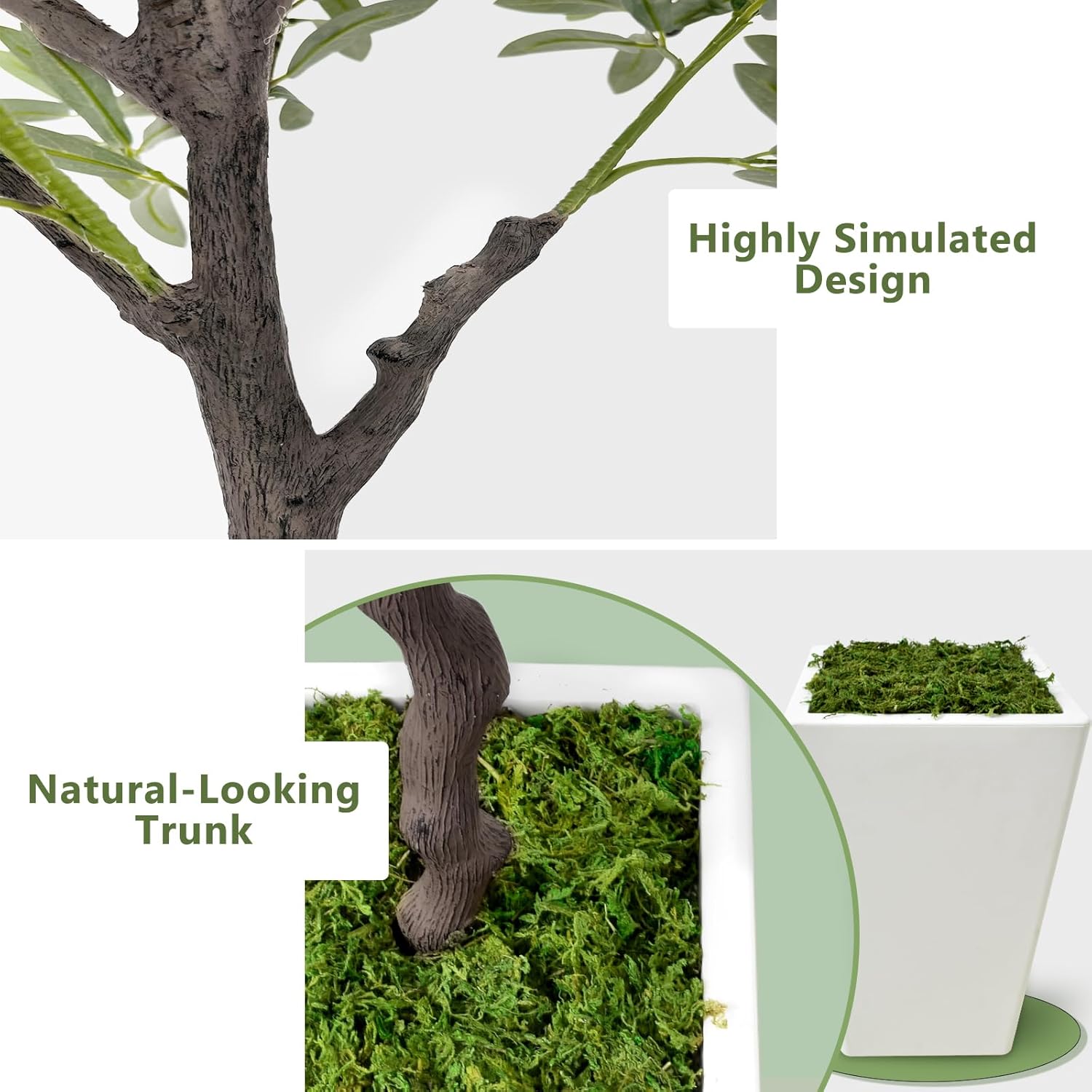 7ft Artificial Olive Tree with Realistic Fruits and Natural Wood Trunk
