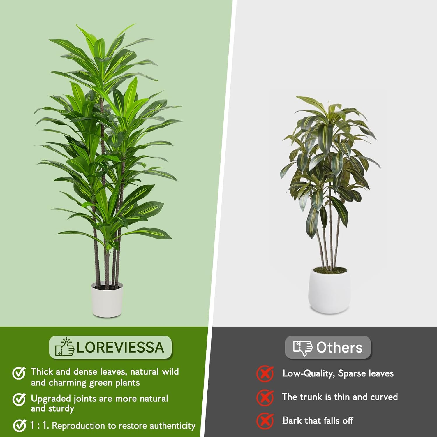 7FT Tall Artificial Dracaena Tree with Realistic Silk Leaves