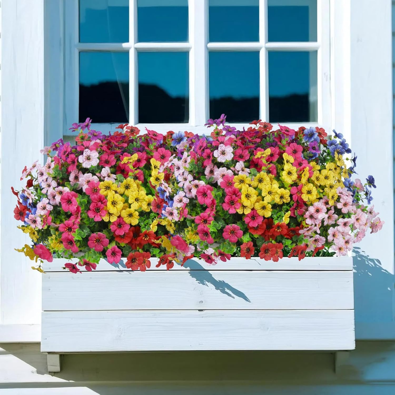 Artificial Flowers Faux Plants Summer Decor 16 Bundles Blue
